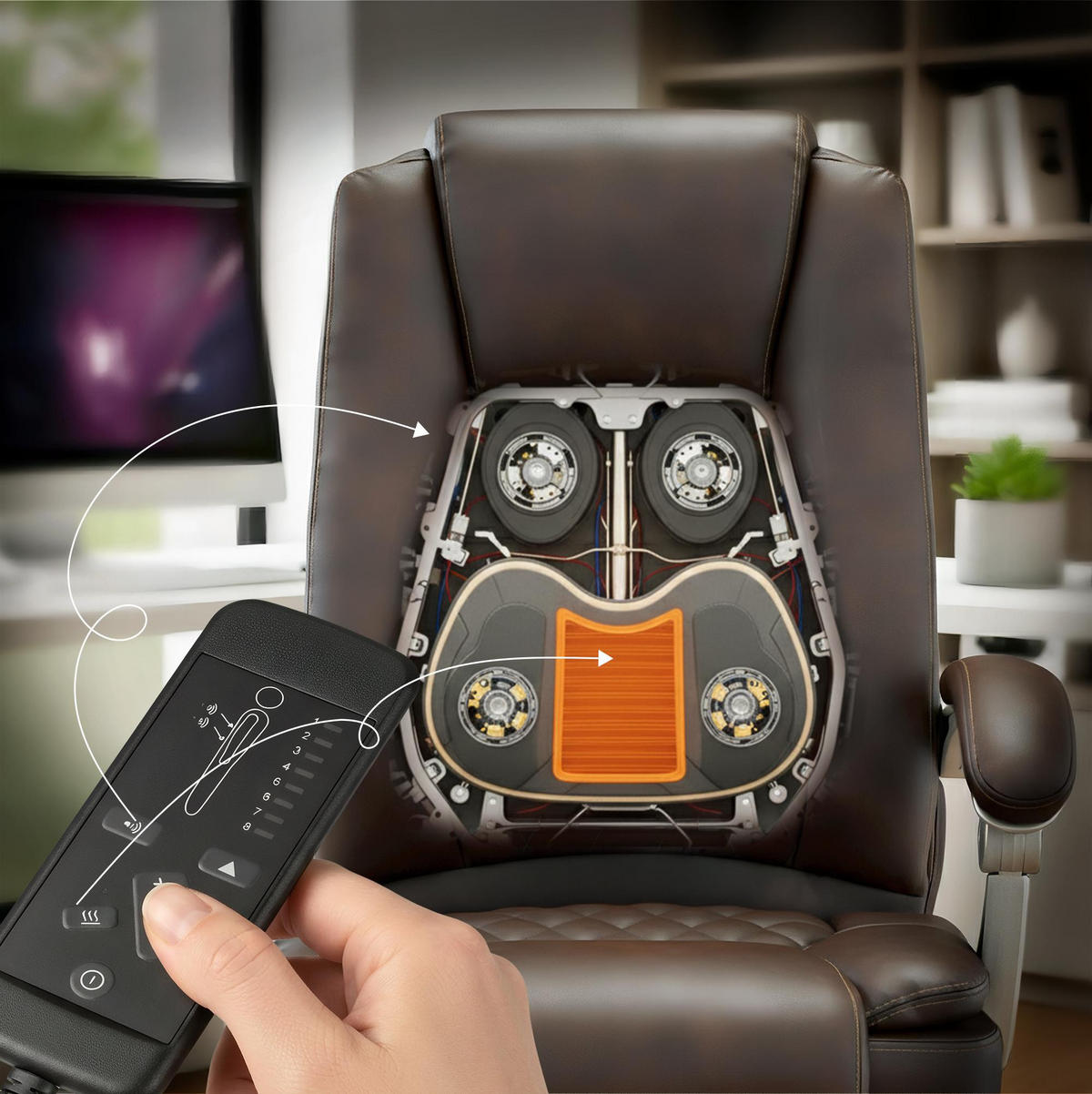 CHEFSESSEL Lederlook Braun - Chromfarben/Braun, Textil/Metall (67/110/70cm) - CLP