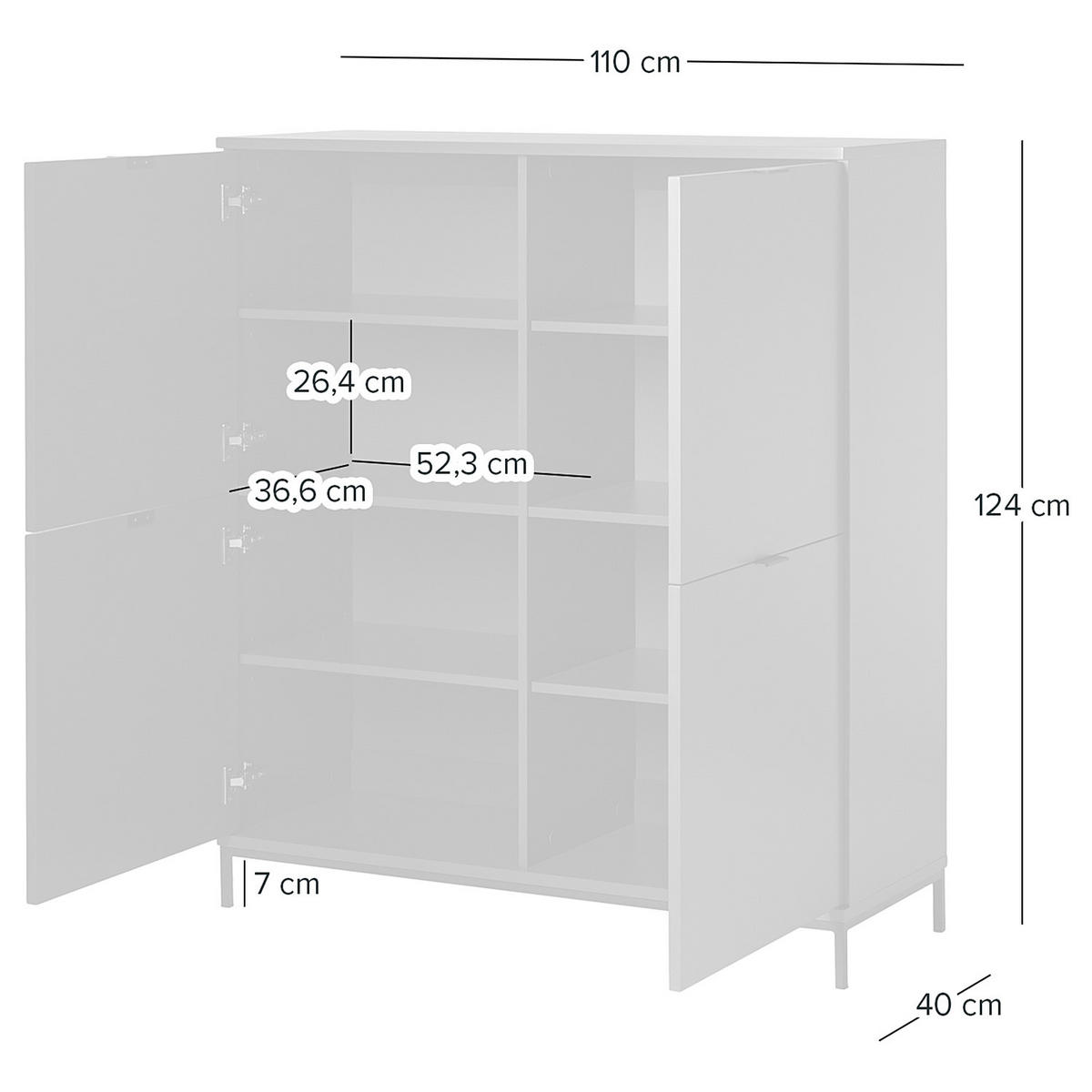 HIGHBOARD - Dunkelgrau - Dunkelgrau, Holzwerkstoff (110/124/40cm) - home24