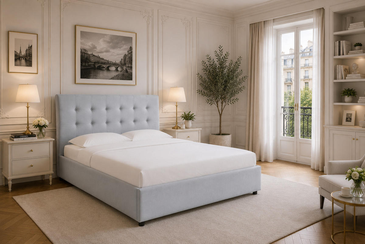 POLSTERBETT mit Bettkasten und Matratze SOLIS, Hellgrau, 140x200 cm - Hellgrau, Textil (140/200cm) - KS Home Concept