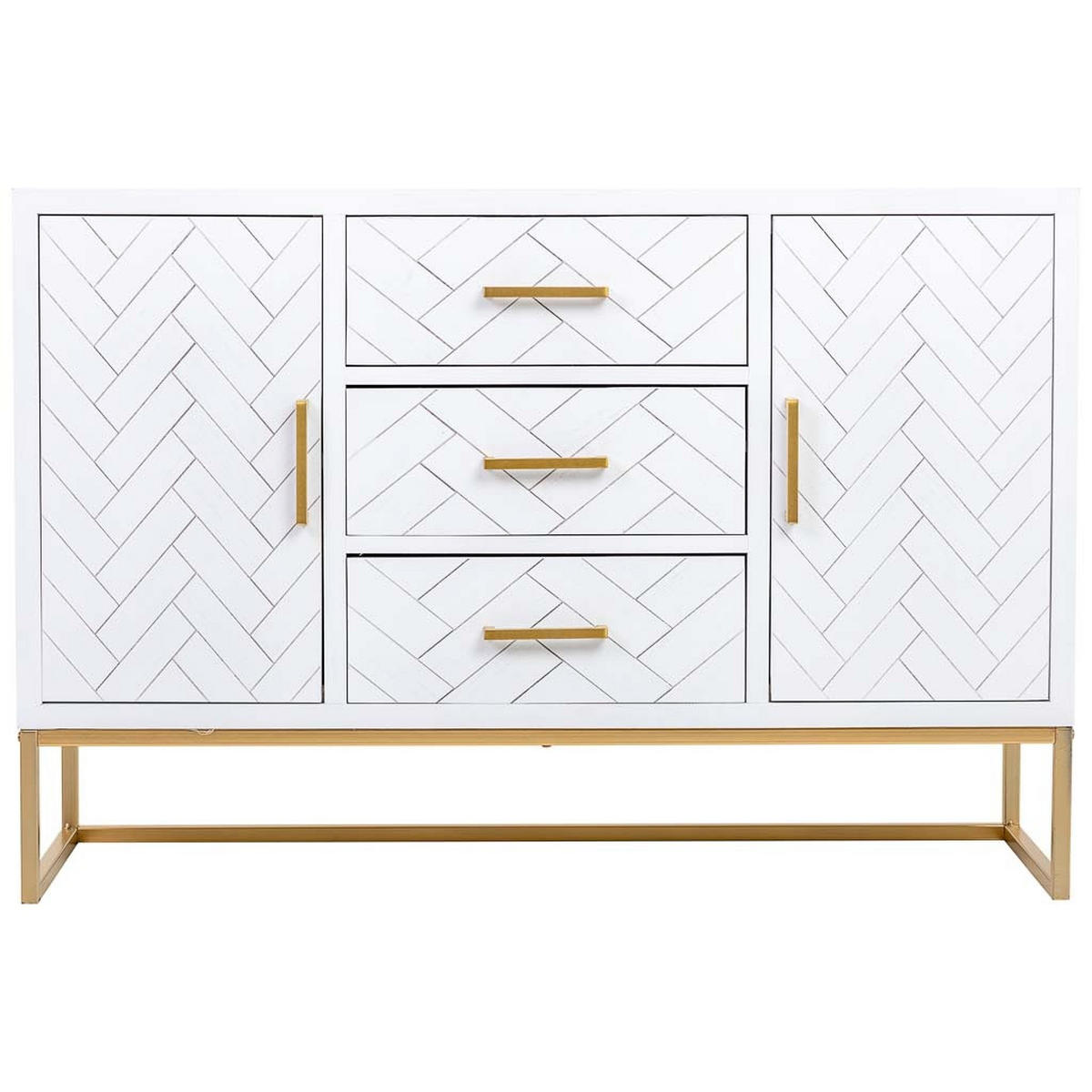 SIDEBOARD mit 3 schubladen und 2 türen aus holz und metall 120x40x81 cm - Weiß, Holz (120/81/40cm) - Wanderlust