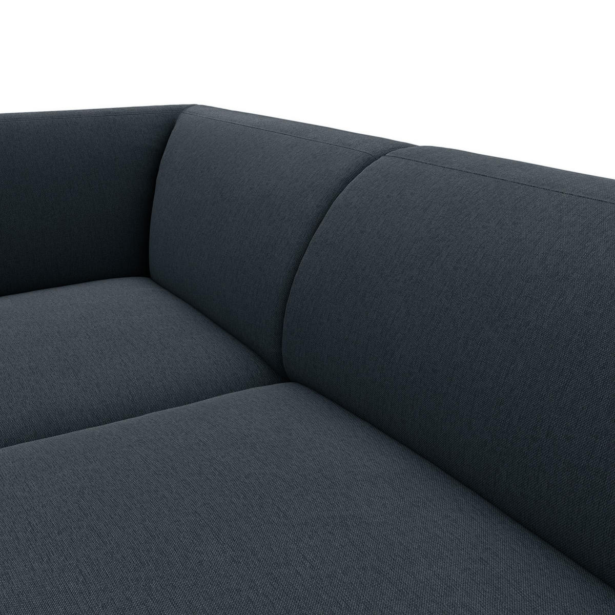 2,5-SITZER ECKSOFA mit Ottomane - Schwarz/Grau, Textil/Metall (252/205cm) - home24