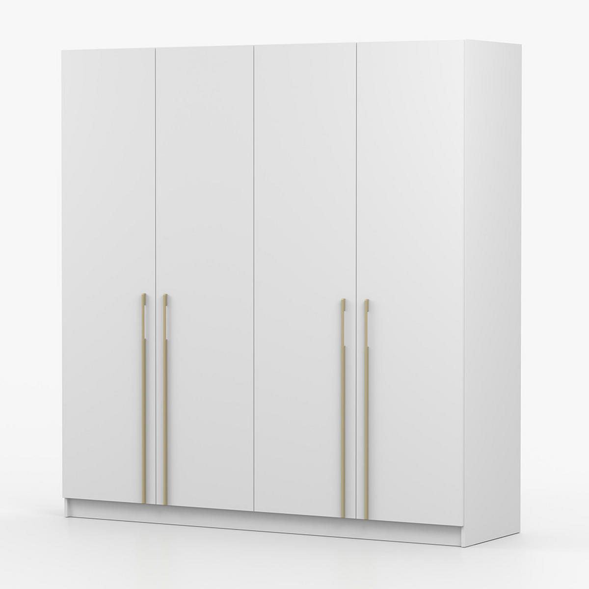DREHTÜRENSCHRANK ROSA 4D 200/210/57 cm 4-türig Weiß - Goldfarben/Weiß, Holzwerkstoff/Metall (200/210/57cm) - imoebel24