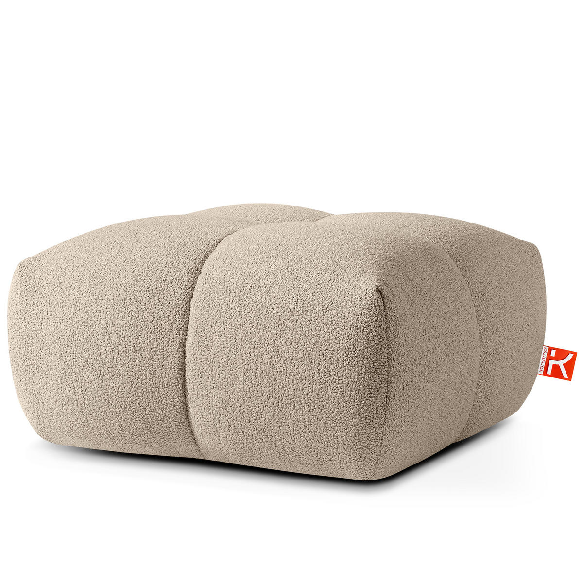 POUF VENA Bouclé, Beige - Sandfarben, Holz/Textil (65/38/65cm) - KONSIMO®