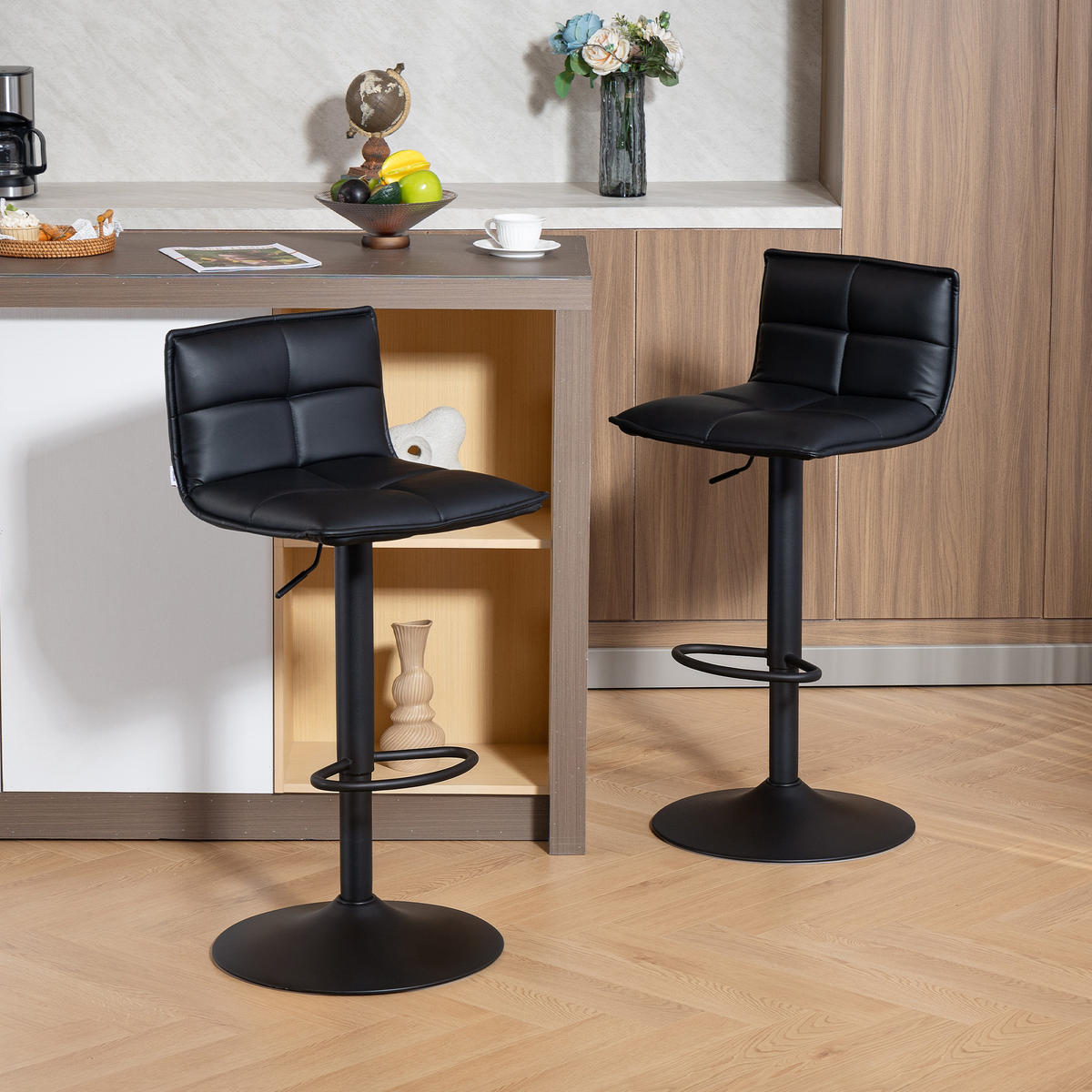 BARHOCKER 2er-Set DE-14804 höhenverstellbar & 360° schwenkbar Schwarz - Schwarz, Metall (44/106/45cm) - ComfortXL