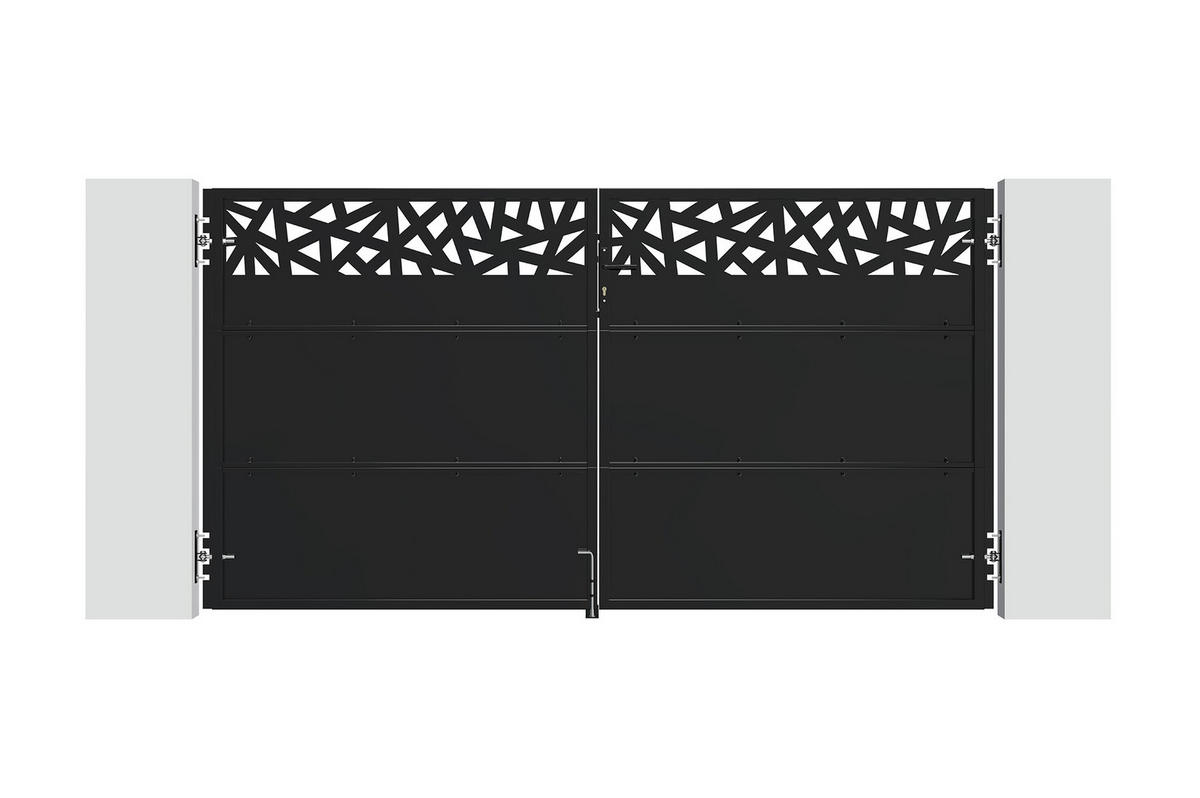 DREHTORPAKET Nali Ruivo Mattschwarz 3m H.160cm + TOR 1m H.160cm - Schwarz, Metall (293/160cm) - Casanoov