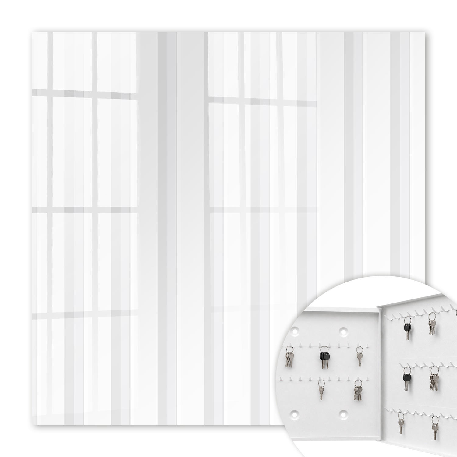 SCHLÜSSELBOX Weiß 30x30 cm – Türöffnung nach rechts - Vertikale Streifen - Grau, Metall (30/30/5cm) - TULUP