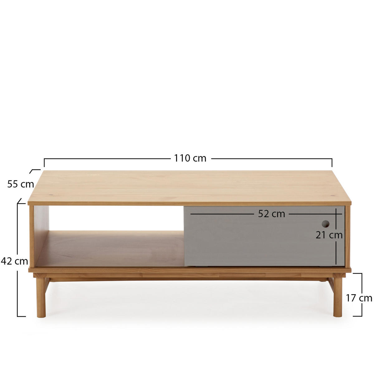 COUCHTISCH Magnus 1 Schiebetür - Honigeiche, Holz (42/110/55cm) - VS Venta-stock
