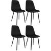 ESSZIMMERSTUHL 4er Set Samt Schwarz - Schwarz, Textil/Metall (45/88/54cm) - CLP