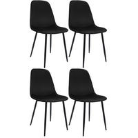 ESSZIMMERSTUHL 4er Set Samt Schwarz - Schwarz, Textil/Metall (45/88/54cm) - CLP