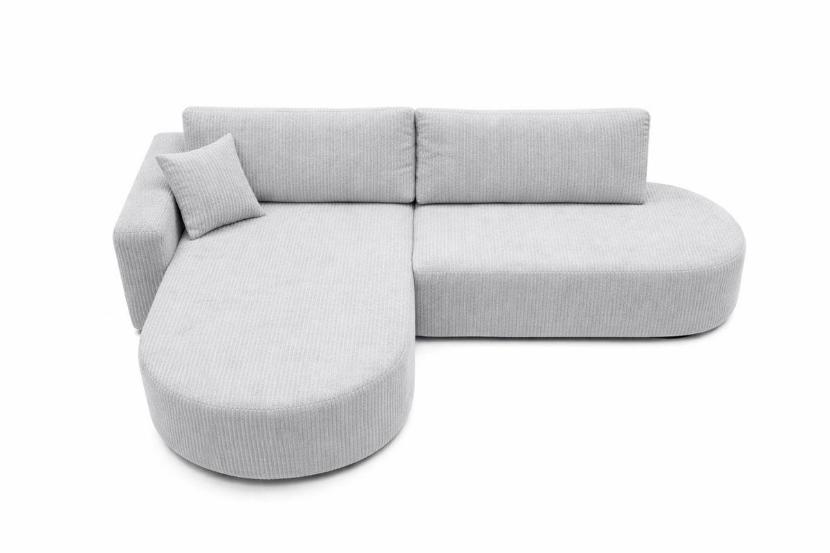 ECKSOFA Mit Schlaffunktion Und Bettkasten, Cordstoff Poso, Hellgrau, Links, ROUND ONE OPEN XL - Hellgrau, Holz (262/175cm) - Kaiser Möbel