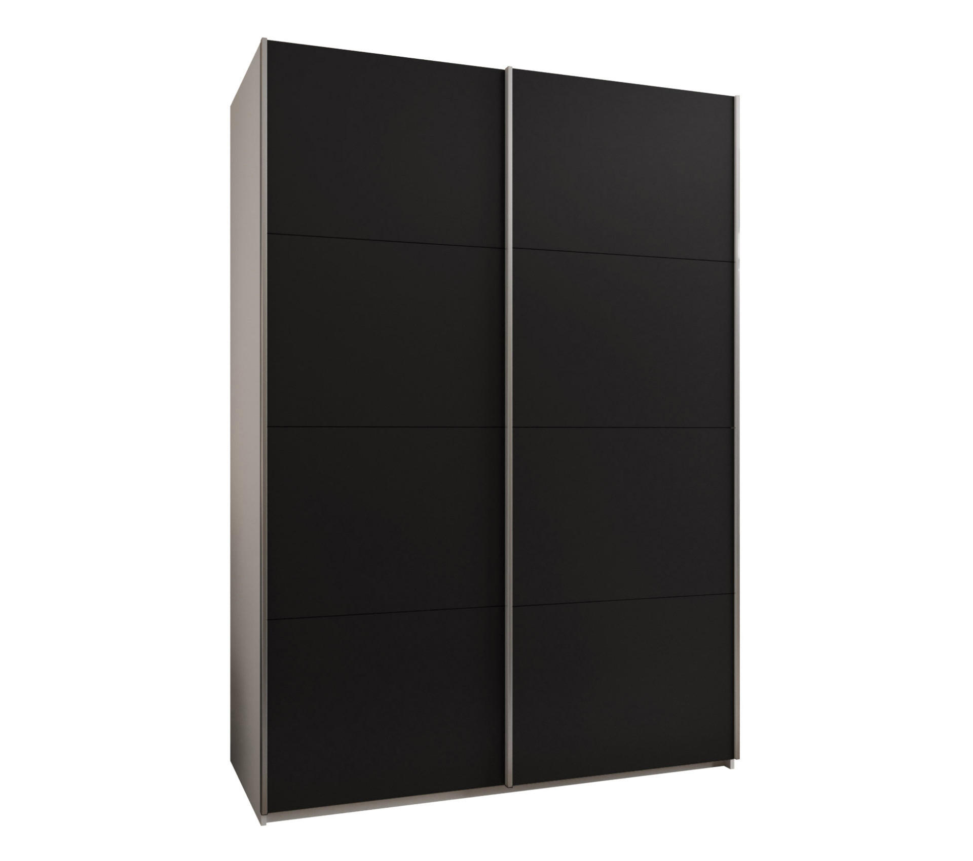 Abiks Möbel Schwebetürenschrank Weiß, Schwarz, Silber 180x245x64 cm