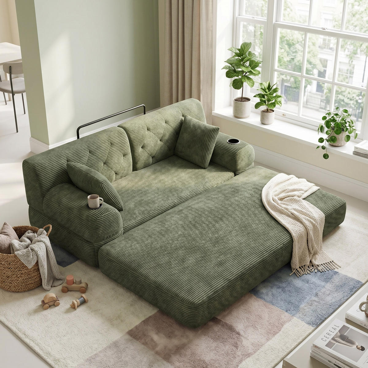 PAT SUPRAETAJAT METALIC, negru, 90x200cm, cu birou și raft - verde, material textil (168/81/80cm) - Urban Meuble