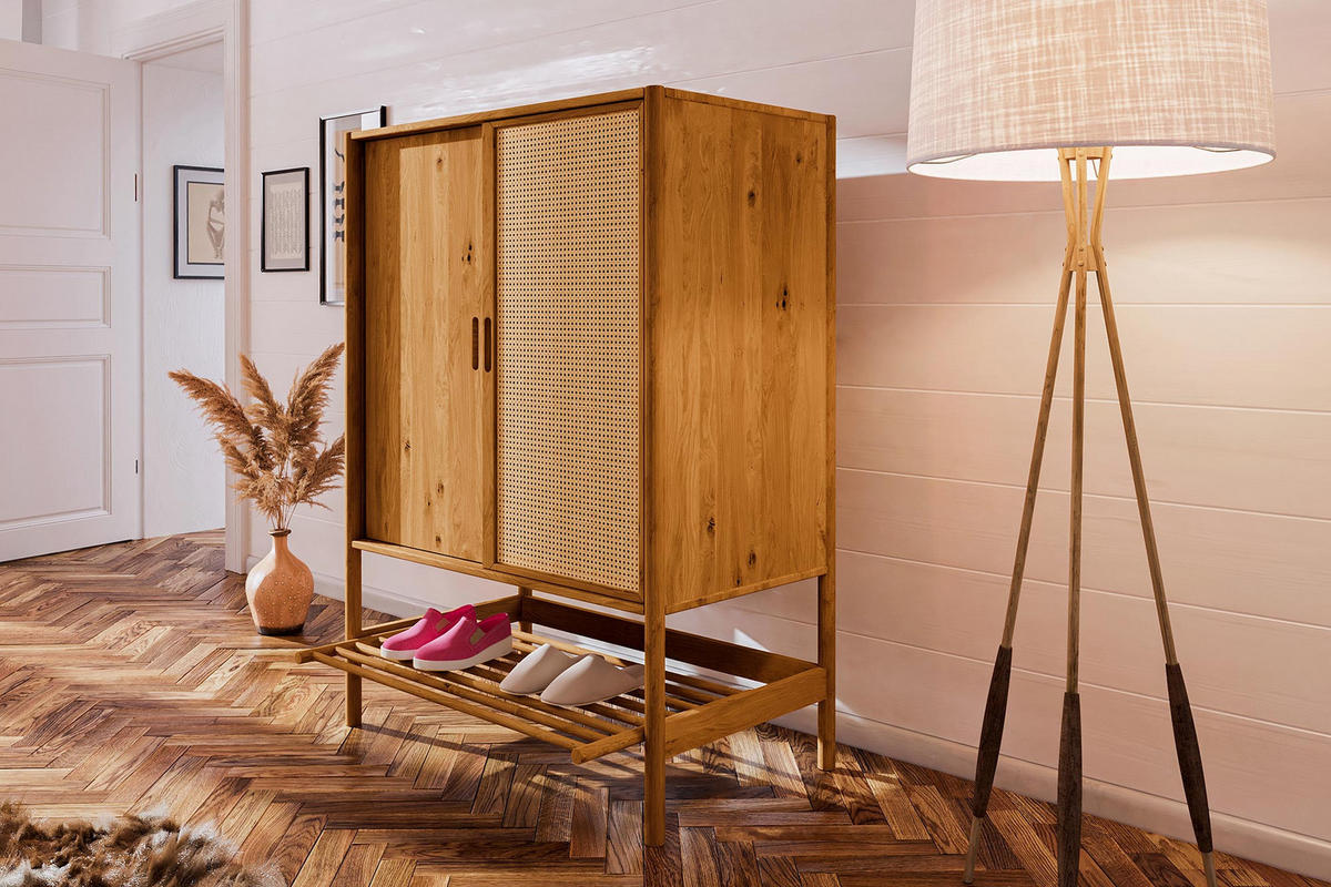 KOMMODE mit REGAL INA Wildeiche - Eiche Bianco, Holz (108/150/46cm) - byoak