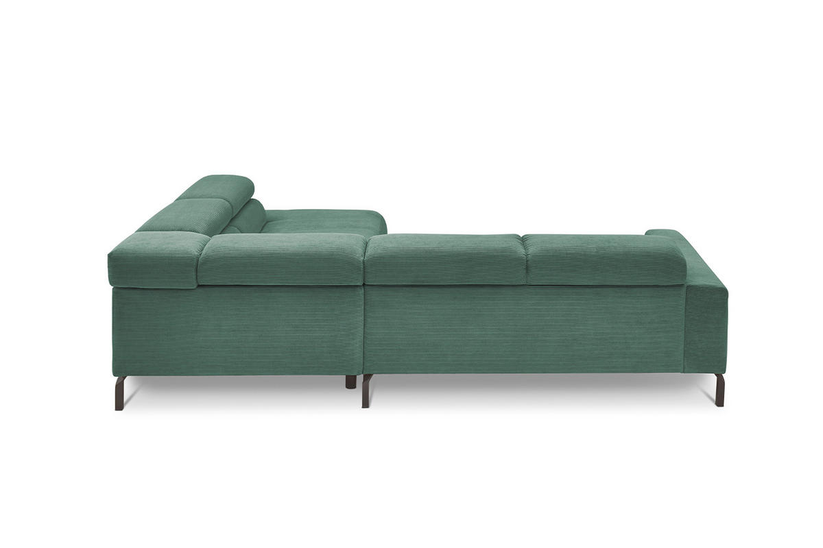 ECKSOFA DELIA Smaragdgrün Cord - Smaragdgrün/Schwarz, Textil/Metall (276/219cm) - KAWOLA