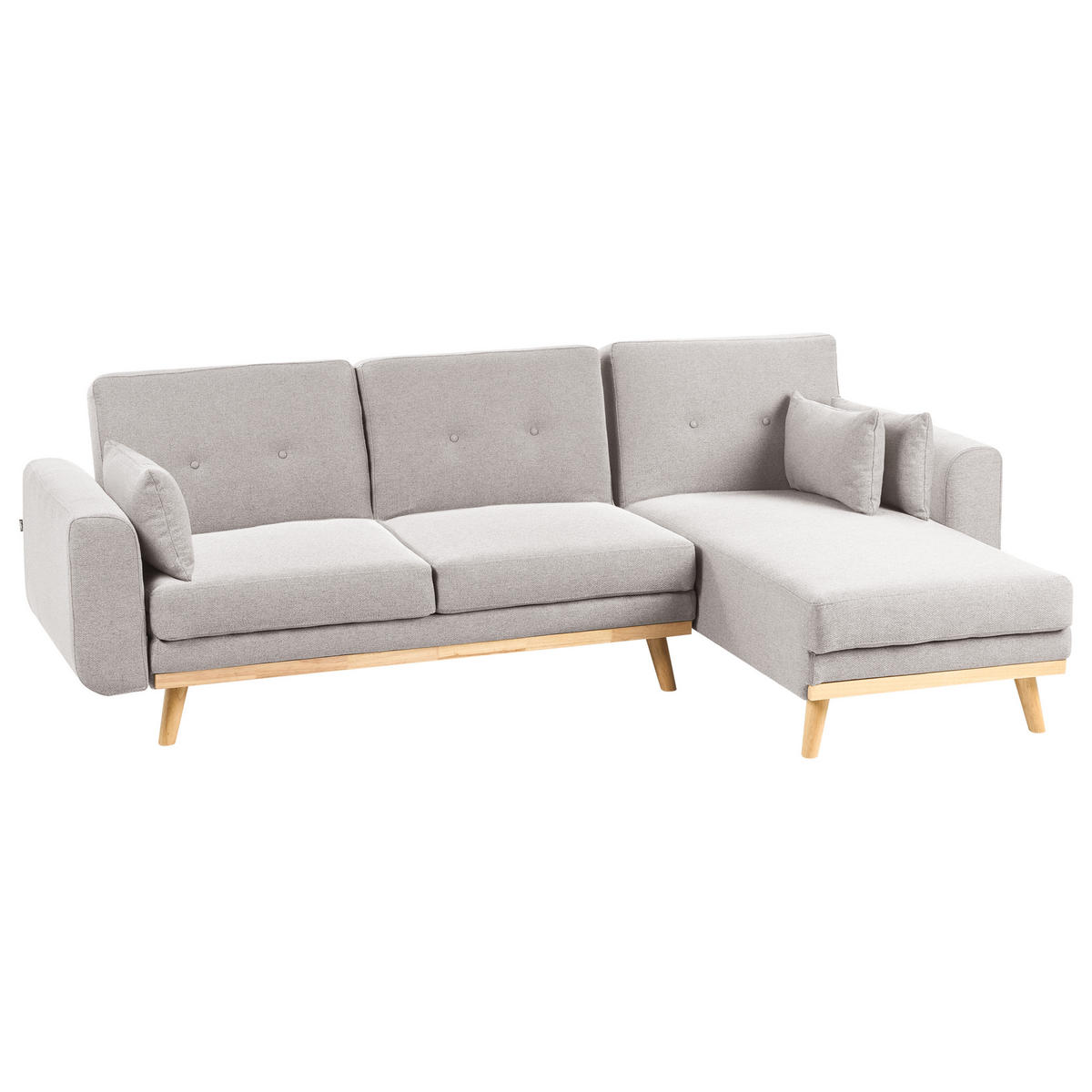 ECKSCHLAFSOFA 3-Sitzer Stoff Grau linksseitig Kaarina - Hellbraun, Textil (260/152cm) - Beliani