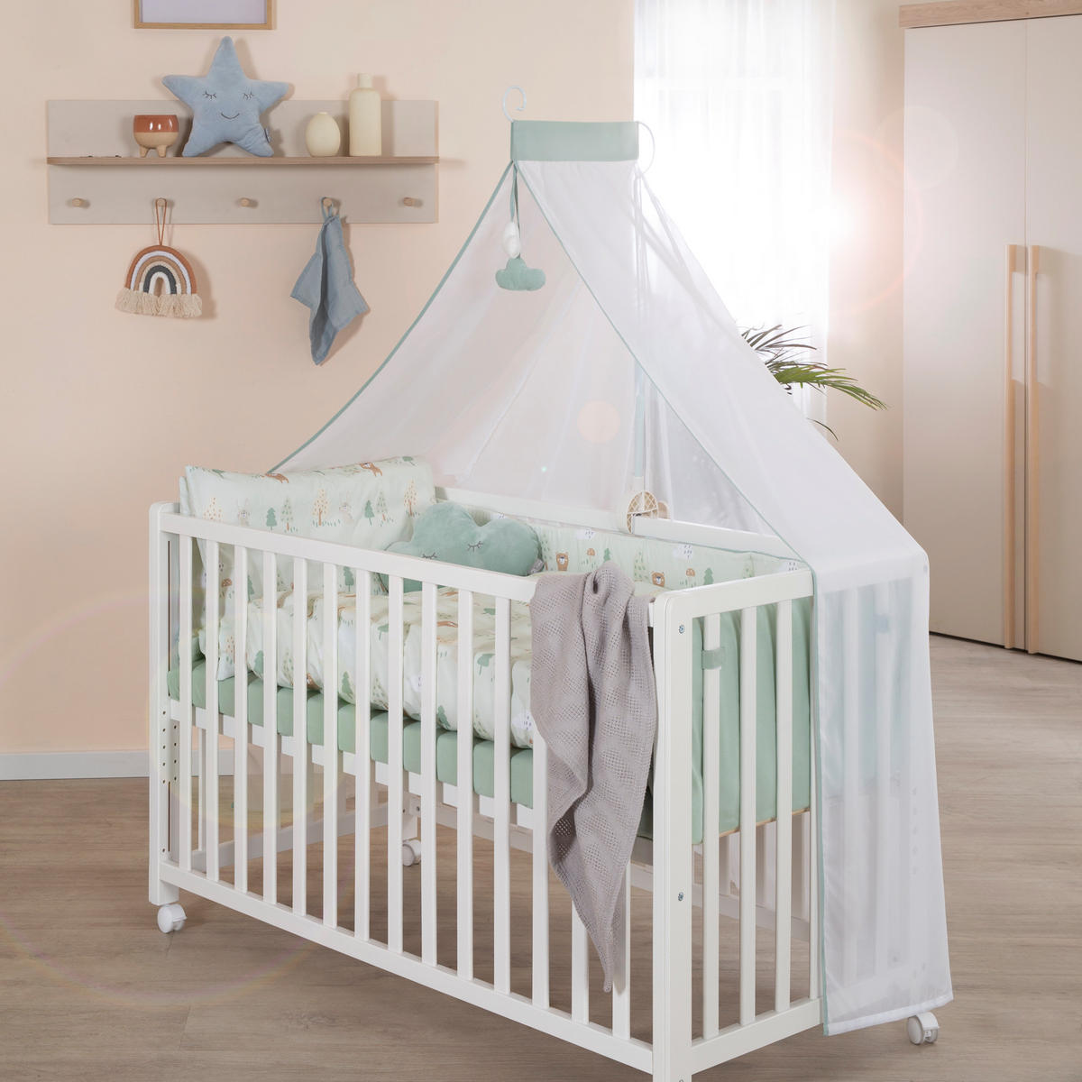 BABYBETT Woodland Buddies 5er-Set 60 x 120 cm - Weiß, Holzwerkstoff/Textil (60/120cm) - Roba