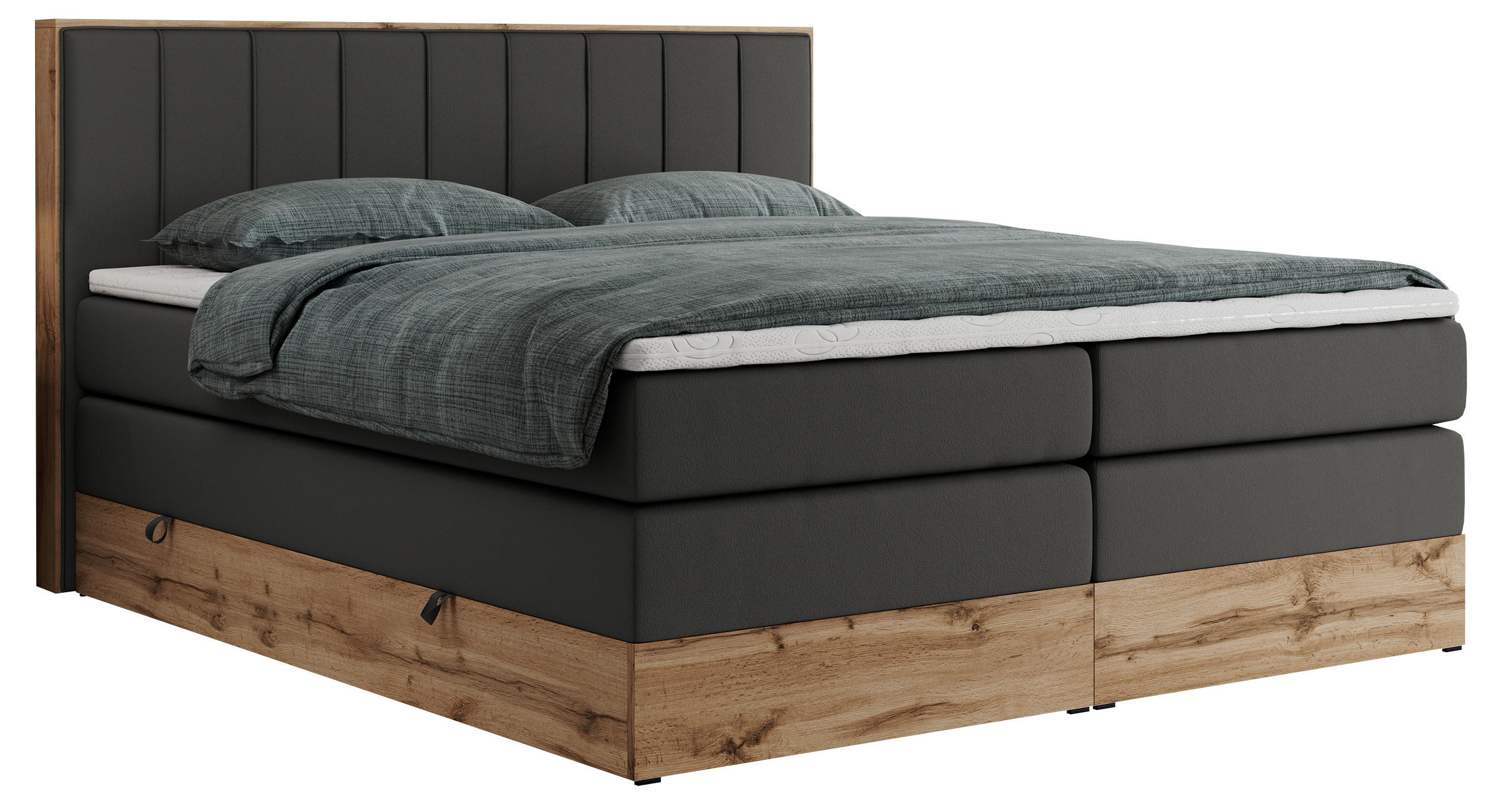 BOXSPRINGBETT BELLISSIMO KING 140/200 Dunkelgrau Kunstleder - H3 - Dunkelgrau, Holz/Textil (140/200cm) - MKS