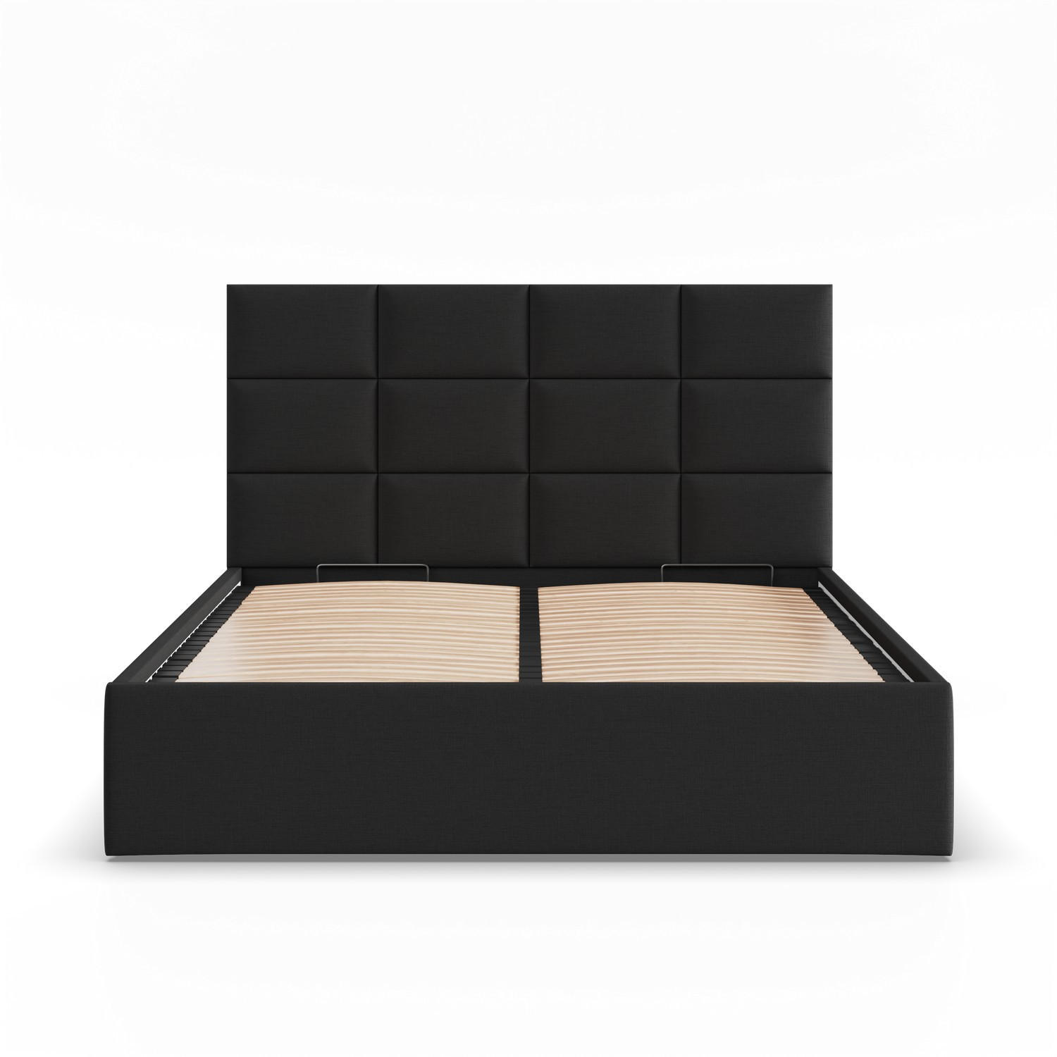 POLSTERBETT MIT KOPFTEIL 180x200 mit Bettkasten YORK, Schwarz - Schwarz, Textil (180/200cm) - Mebligo