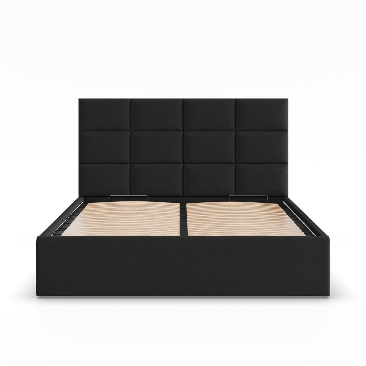 POLSTERBETT MIT KOPFTEIL 180x200 mit Bettkasten YORK, Schwarz - Schwarz, Textil (180/200cm) - Mebligo