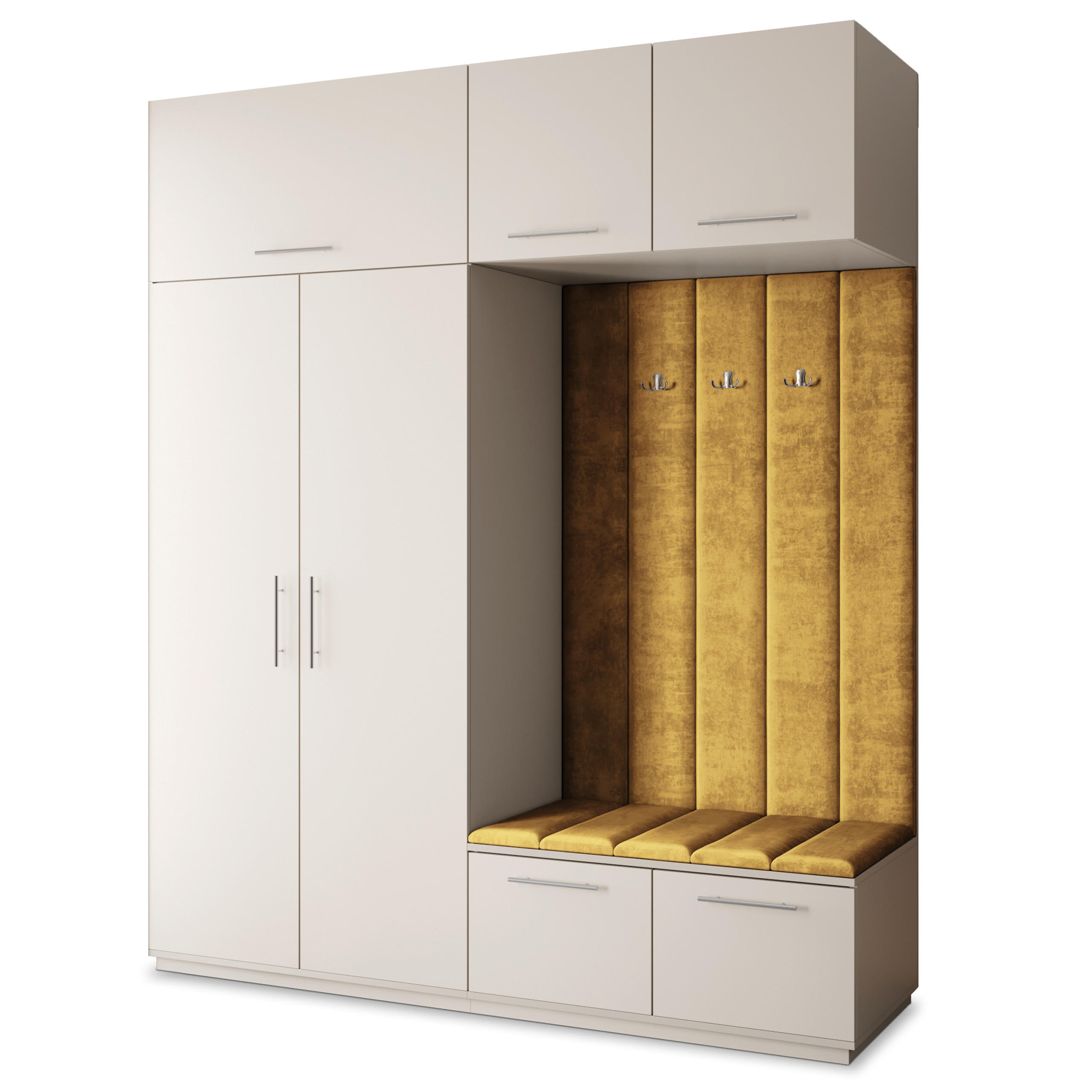 GARDEROBENSCHRANK REMA 200/240/60 cm Modern Garderobe-Set Kaschmir - Kaschmir/Gelb, Holzwerkstoff (200/240/60cm) - MASSENO