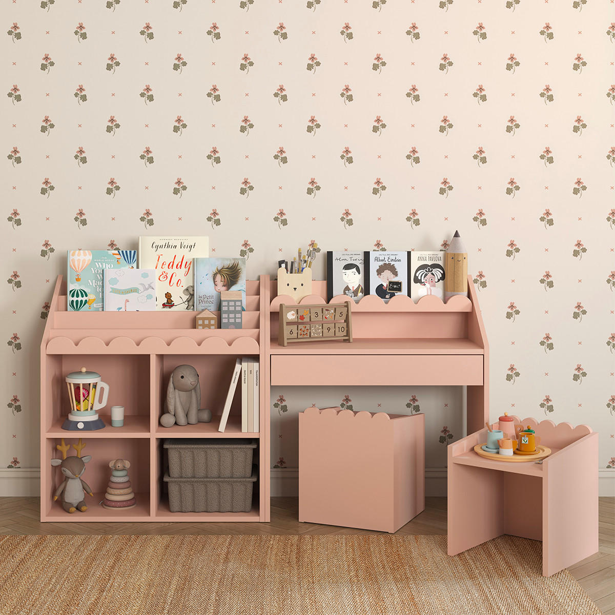 PSACÍ STŮL Book Nook Rose - růžová, kompozitní dřevo (71/76/33cm) - Petits-meubles