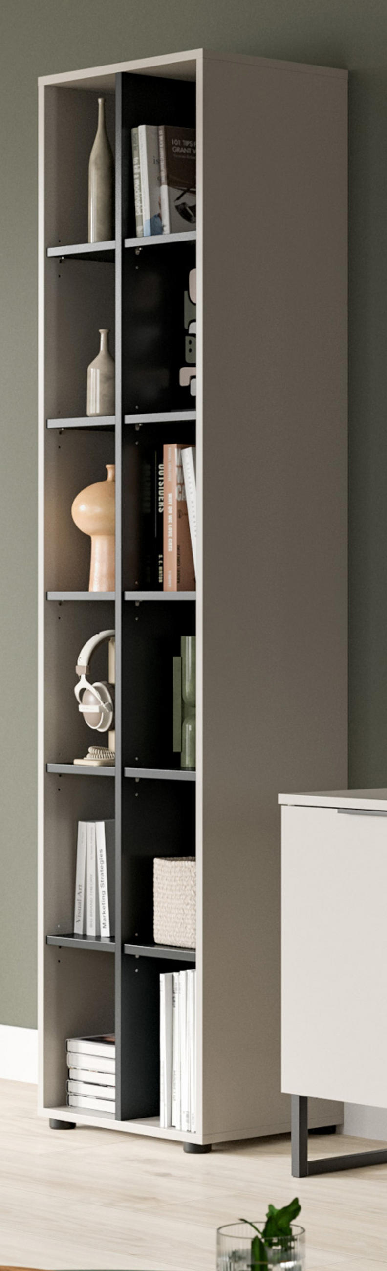 REGAL Kaschmir, schwarz 45 cm, Standregal mit 12 Fächern - Kaschmir/Schwarz, Holzwerkstoff/Kunststoff (45/192/35cm) - Inn.Furn