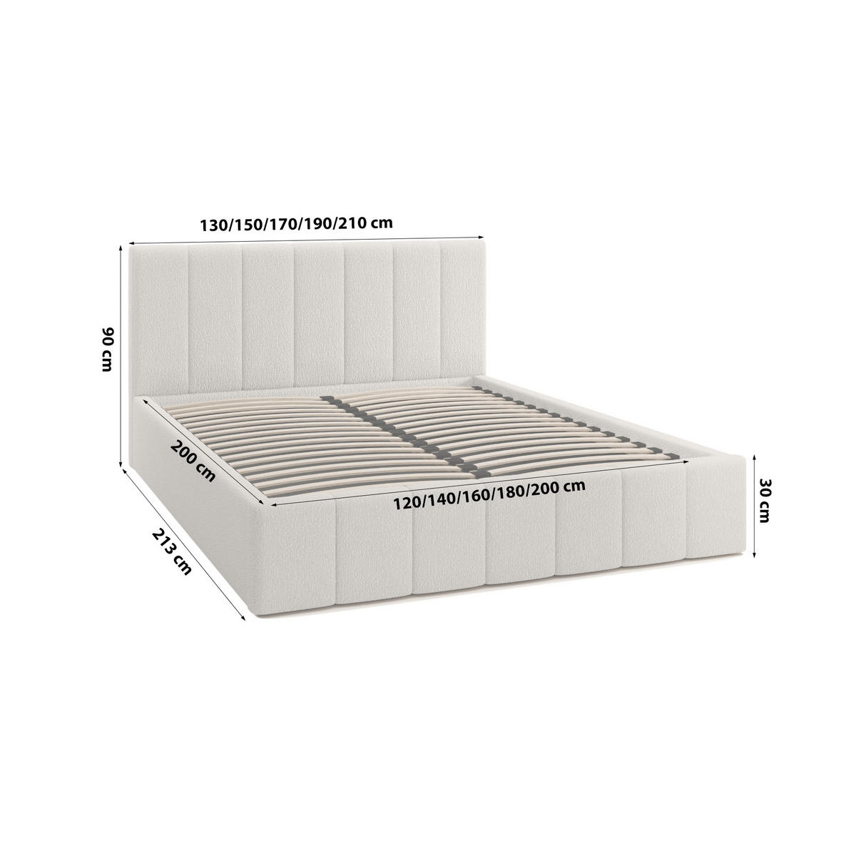 POLSTERBETT Doppelbett Handorf 120x200 cm Creme - Creme, Textil (120/200cm) - Fedve
