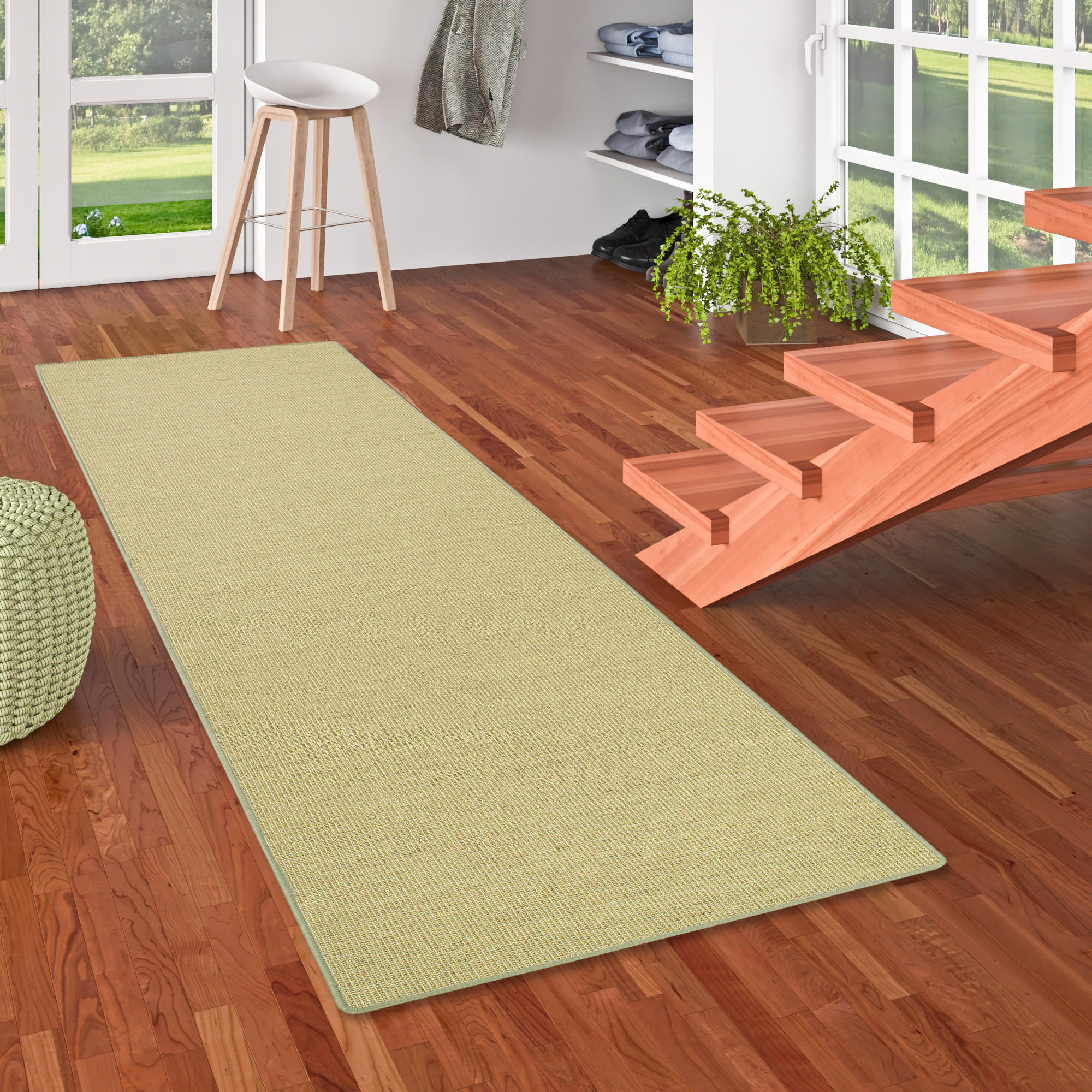 SISAL NATUR LÄUFER TEPPICH - Grün, Textil (100/300cm) - Snapstyle
