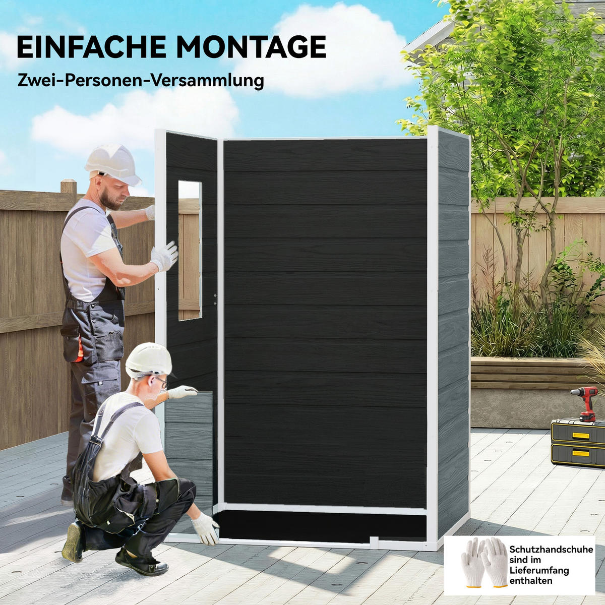 GERÄTESCHUPPEN Kunststoff Aluminium Grau - Grau, Kunststoff (104/196/128cm) - Outsunny