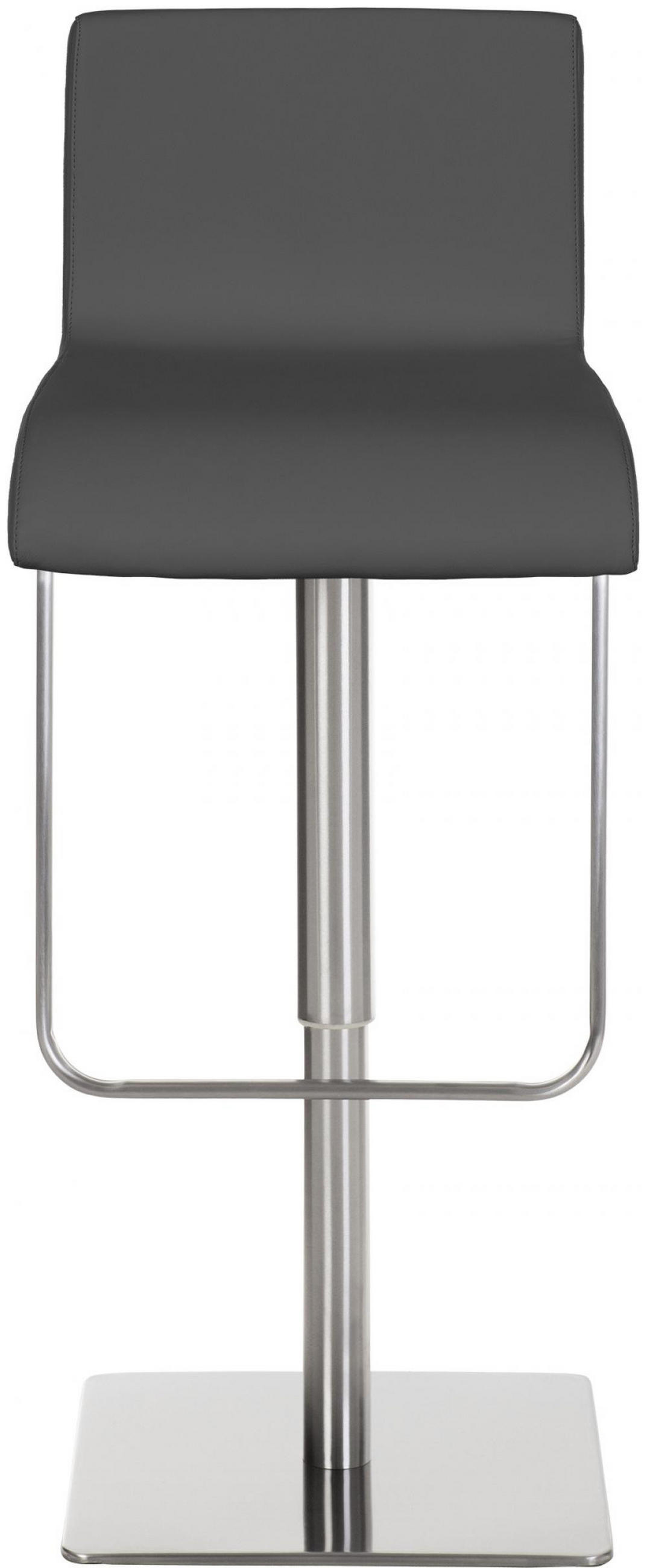 BARHOCKER 2er Set Lederlook Grau - Edelstahlfarben/Grau, Textil/Metall (41/80/46cm) - CLP