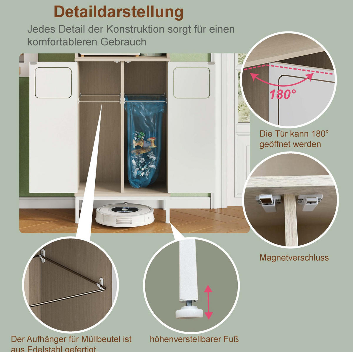 BUFFET 53/35/181 cm mit offener Nische & viel Stauraum in Weiß - Weiß, Holzwerkstoff (35/181/53cm) - BEAOK