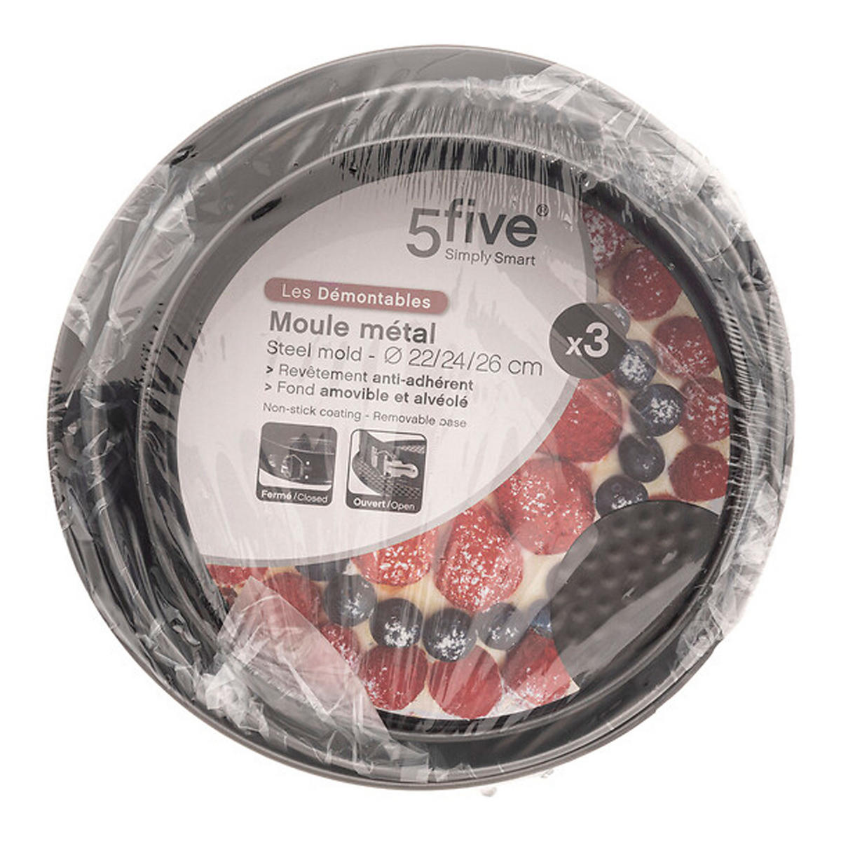 SPRINGFORM Set 3-tlg., Stahl, Aluminium, Schwarz, 22-26 cm - Schwarz, Metall (26/6.8/26cm) - 5five Simply Smart