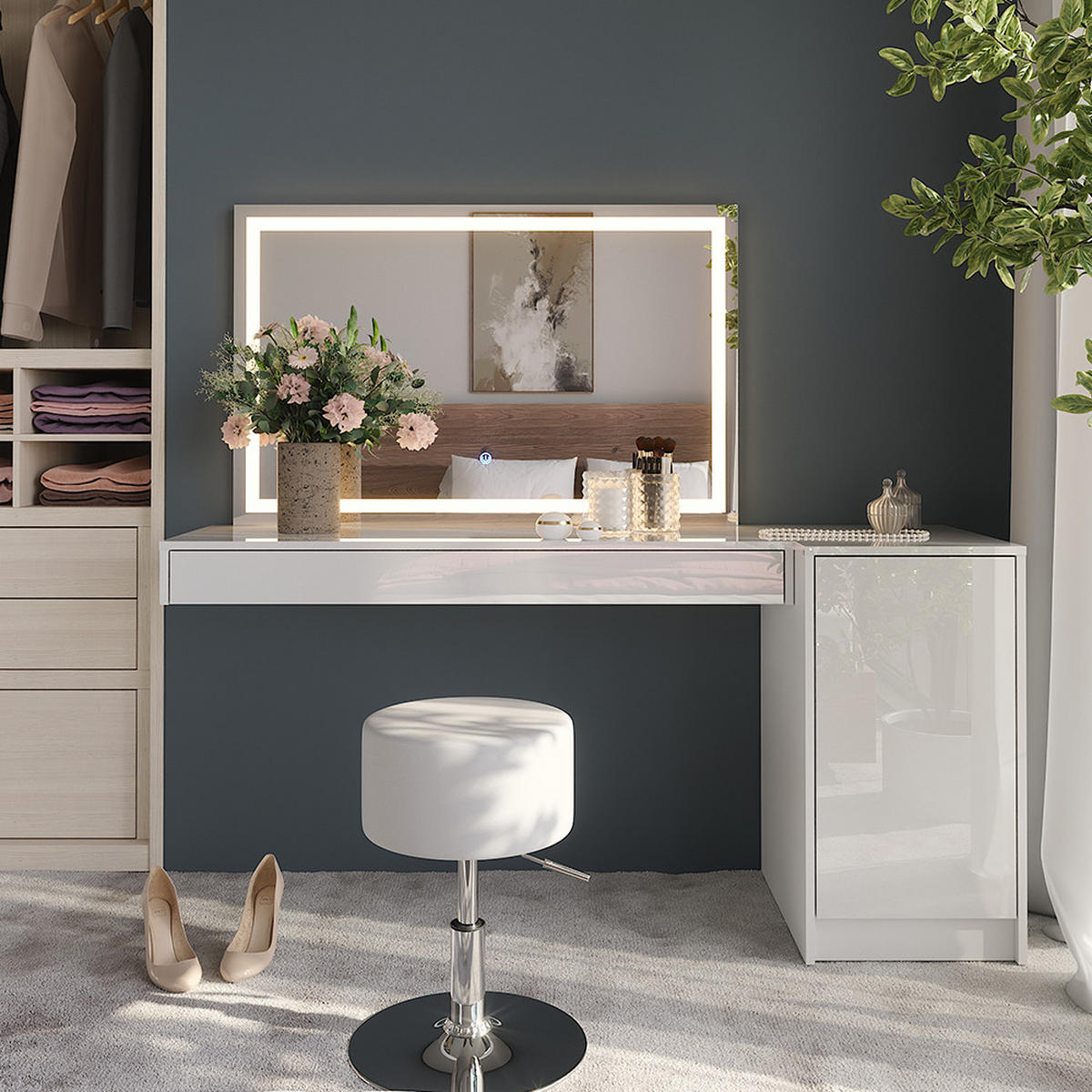 TOALETNÍ STOLEK Sherry Bílá - bílá, kompozitní dřevo (120/12/40.1cm) - Vicco