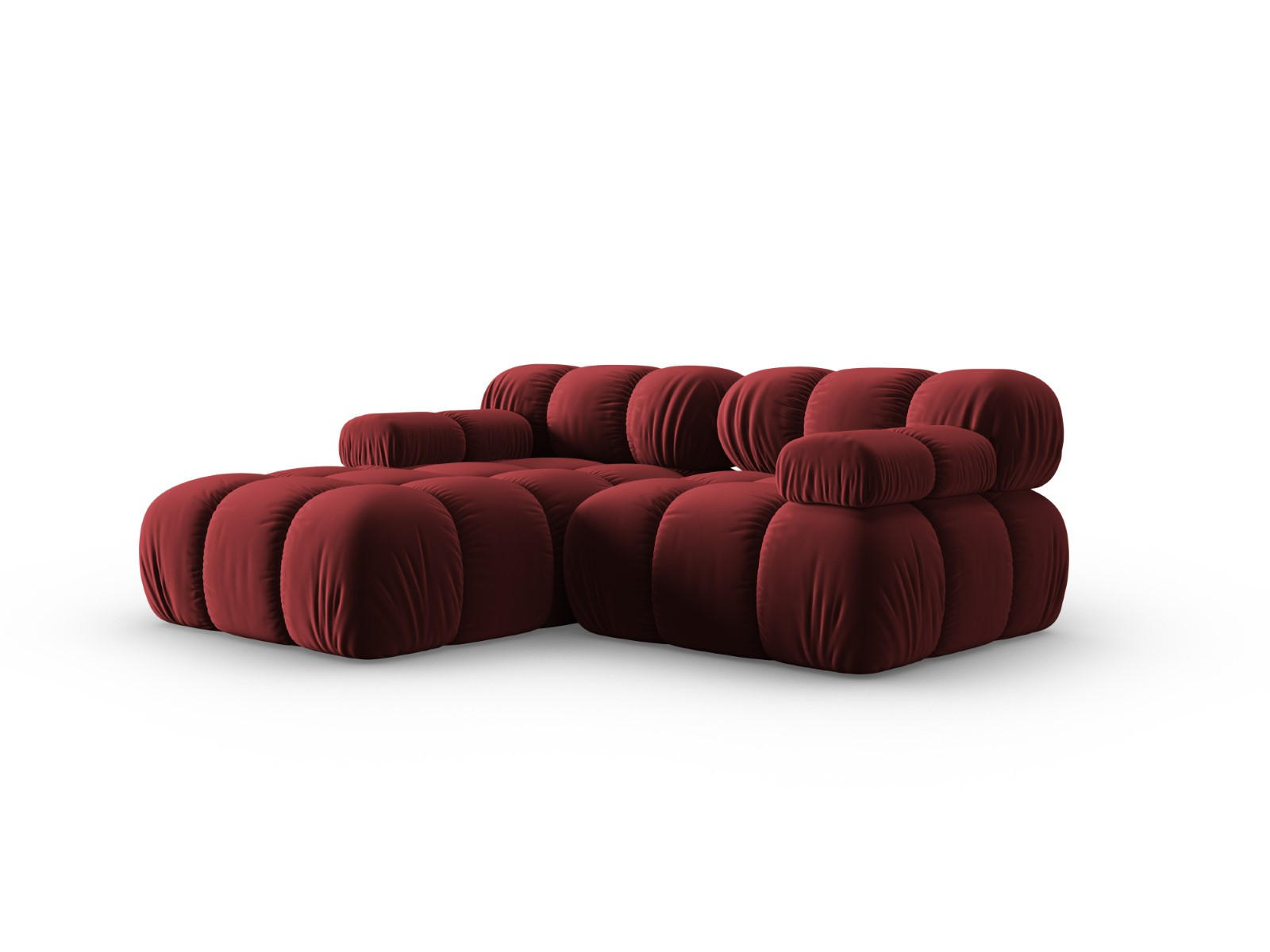 MODULARES-ECKSOFA links Bellis aus Samt dunkelrot 3 Sitzplätze - Dunkelrot, Textil (157/191cm) - Micadoni