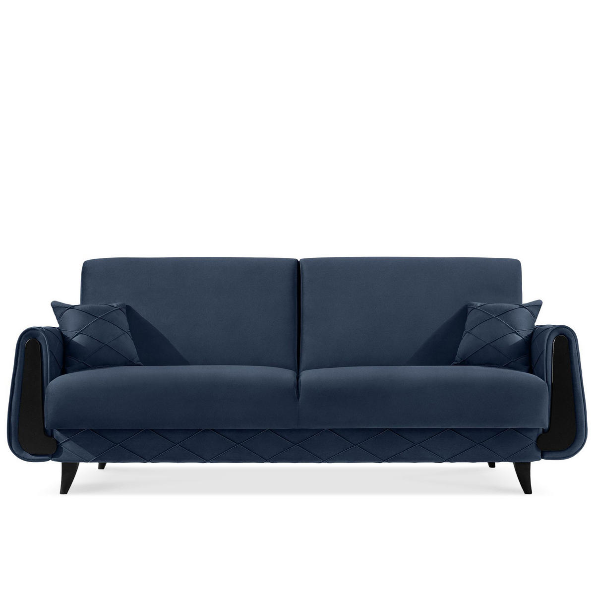 3-SITZER-SOFA GUSTAVO III Sofa 3 Velours, Dunkelblau - Dunkelblau, Holz/Holzwerkstoff (230/98/98cm) - KONSIMO®