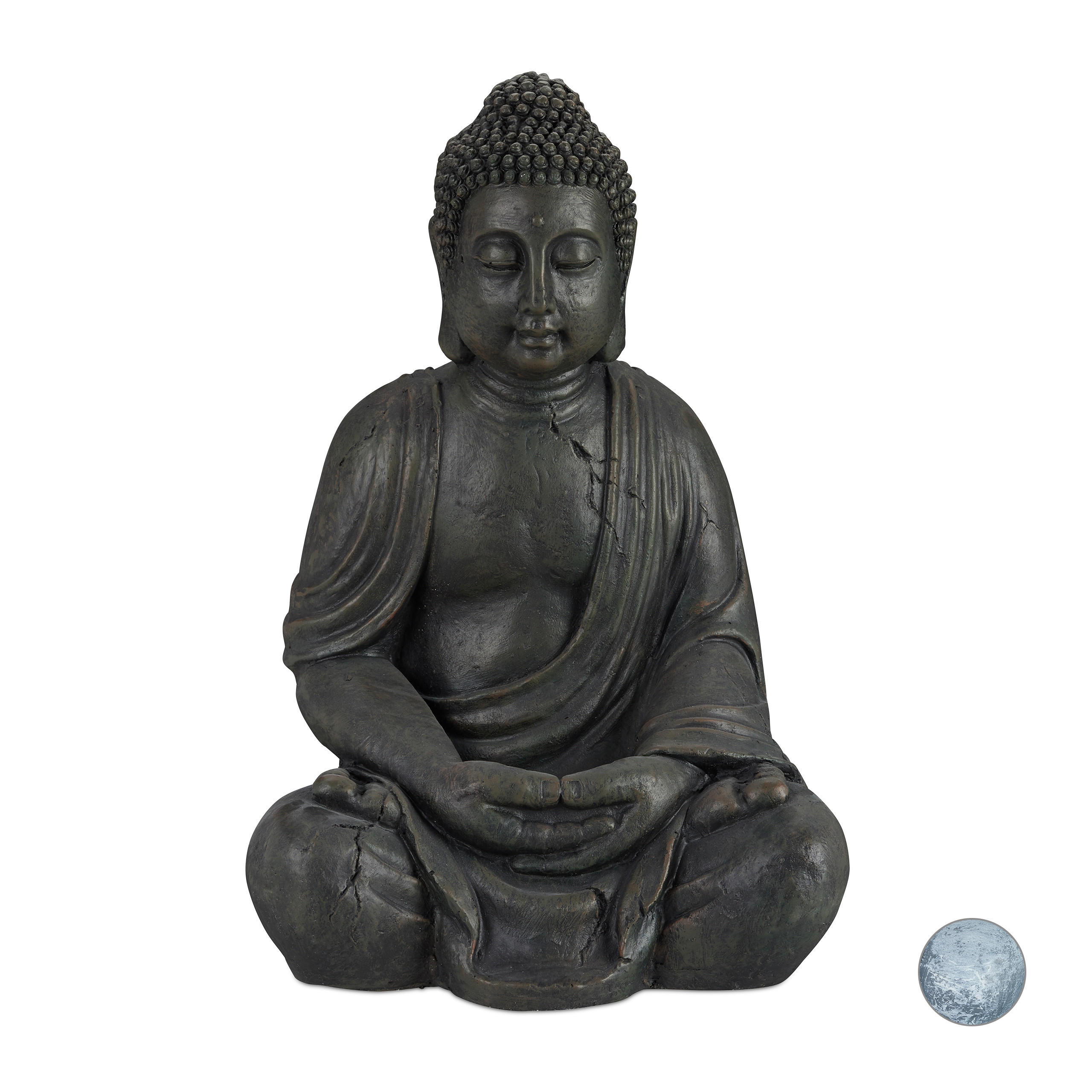 BUDDHA Figur - Anthrazit, Kunststoff (45/70/35cm) - Relaxdays