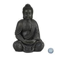 BUDDHA Figur - Anthrazit, Kunststoff (45/70/35cm) - Relaxdays