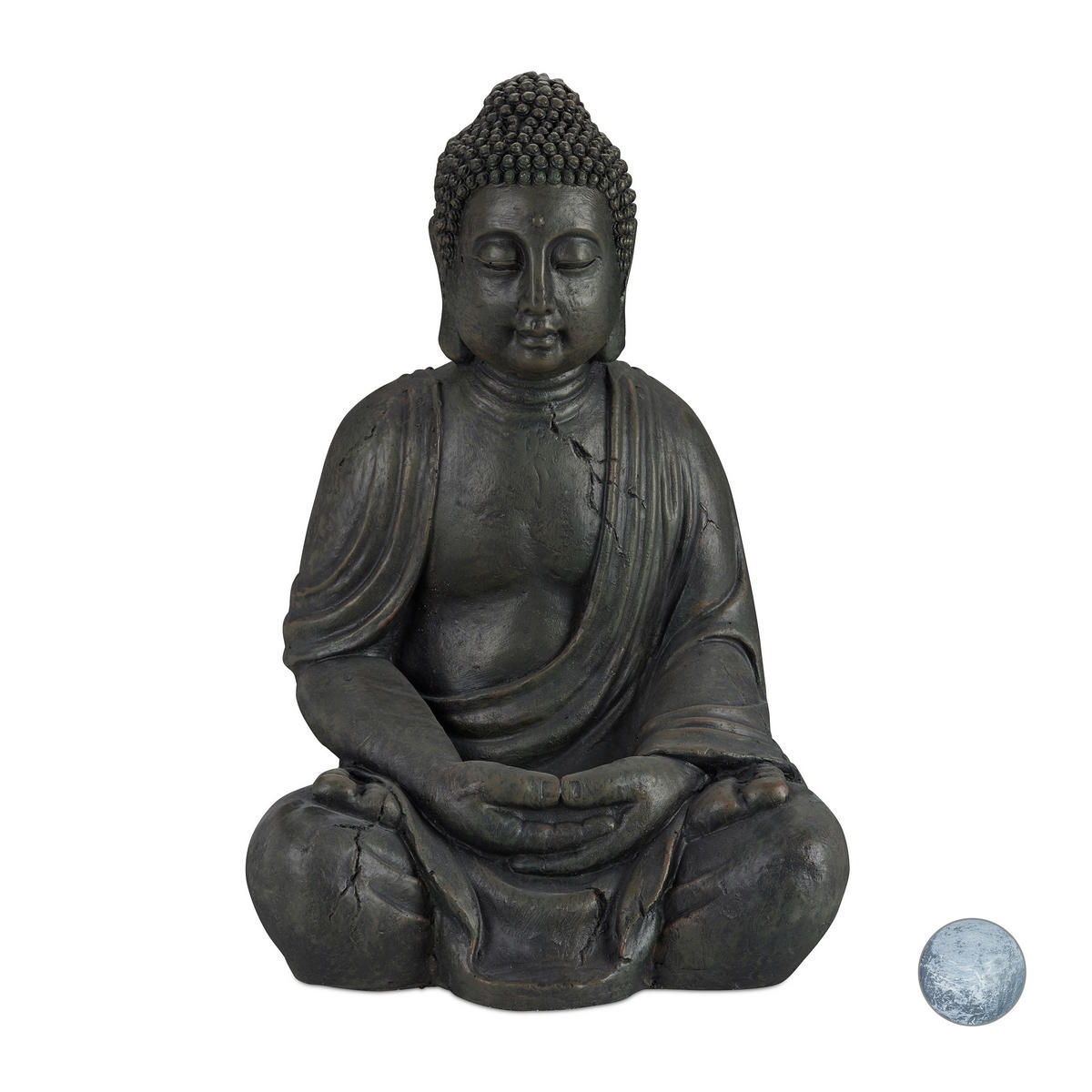 BUDDHA Figur - Anthrazit, Kunststoff (45/70/35cm) - Relaxdays