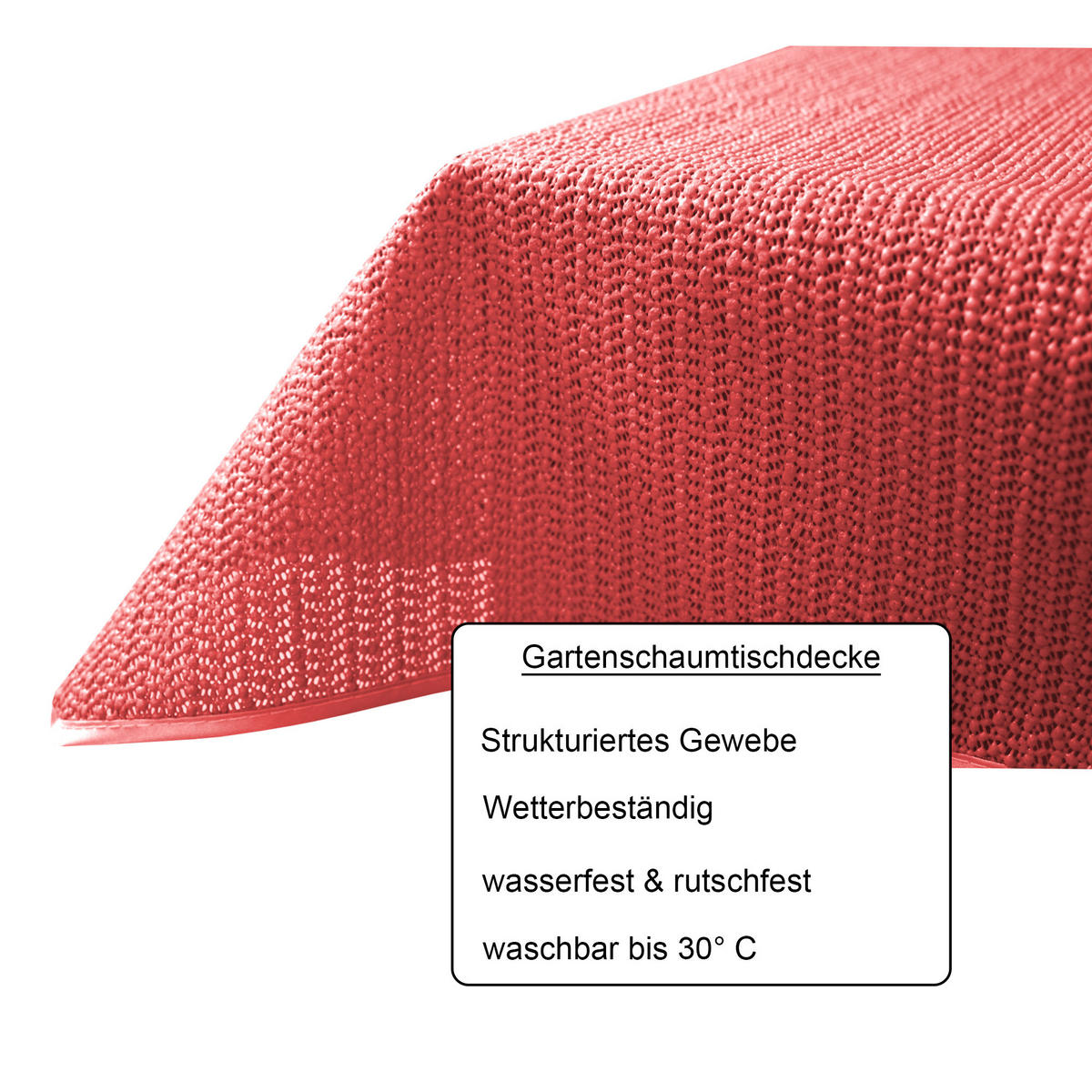 TISCHDECKE Outdoor rechteckig 130/160 cm Rot - Rot, Kunststoff (130/160cm) - TiborTex