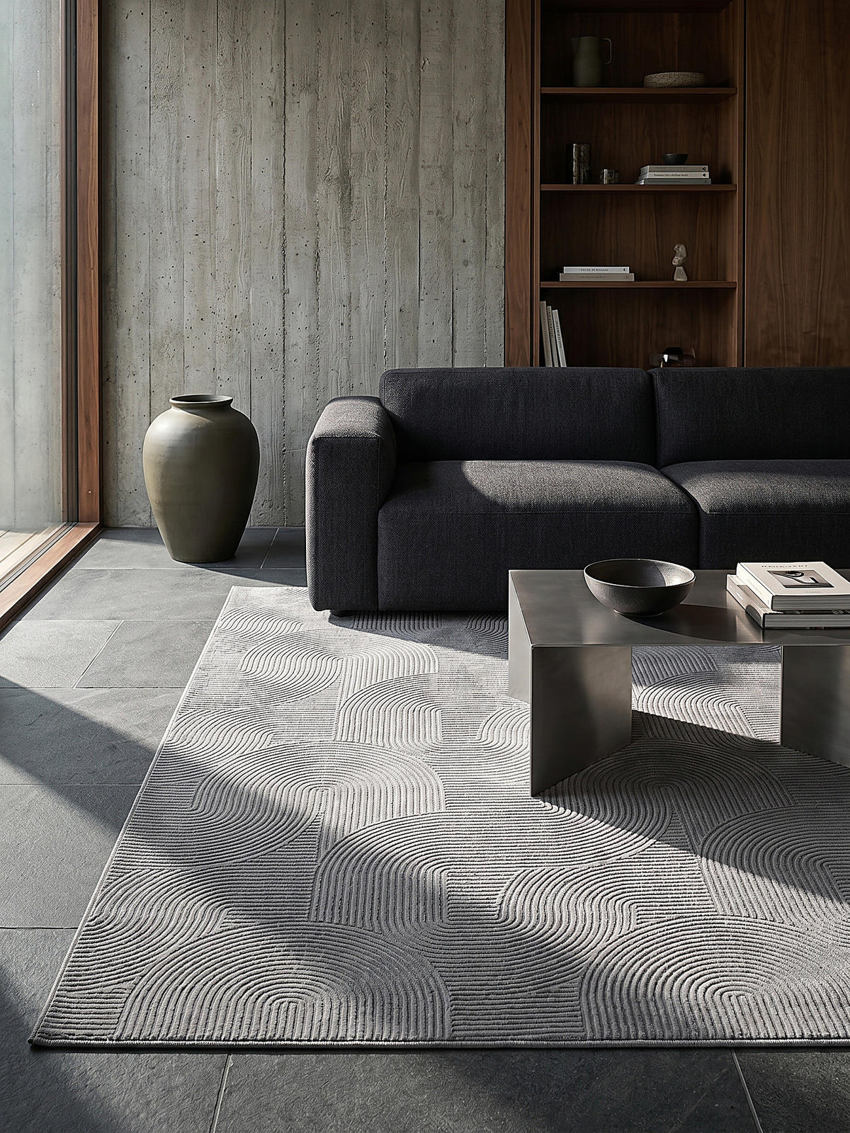 KURZFLORTEPPICH Antirutsch Geometrisch DALAR Polypropylen Grau 300 x 400 cm - Grau, Textil (300/400cm) - KADIMA DESIGN
