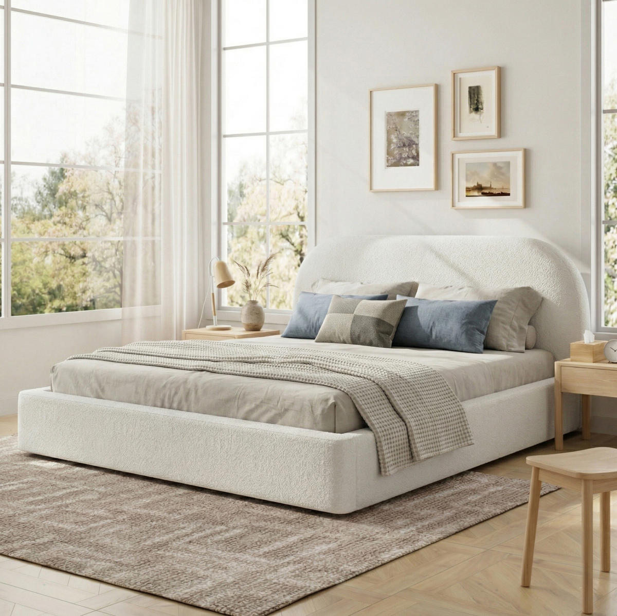 POLSTERBETT 180/200 cm mit Lattenrost, gepolstertem Kopfteil und abnehmbaren Bezügen, Beige - Beige, Textil (180/200cm) - Redom