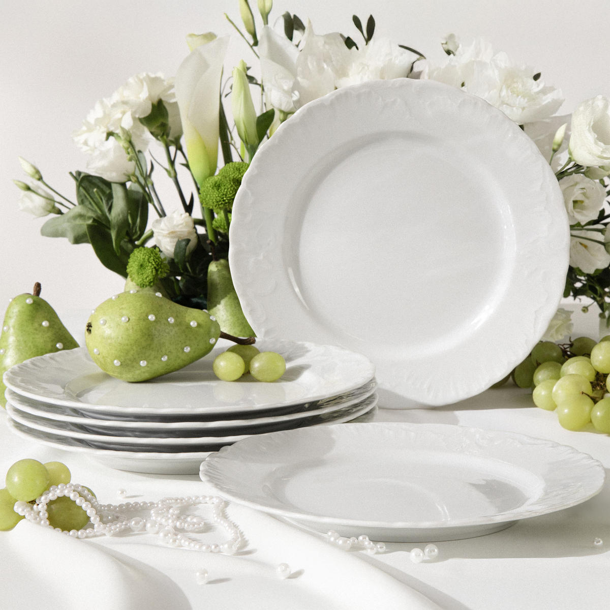 TELLER-SET SPEISETELLER Cmielow Rococo 6-tlg - Weiß, Keramik (25cm) - KONSIMO®