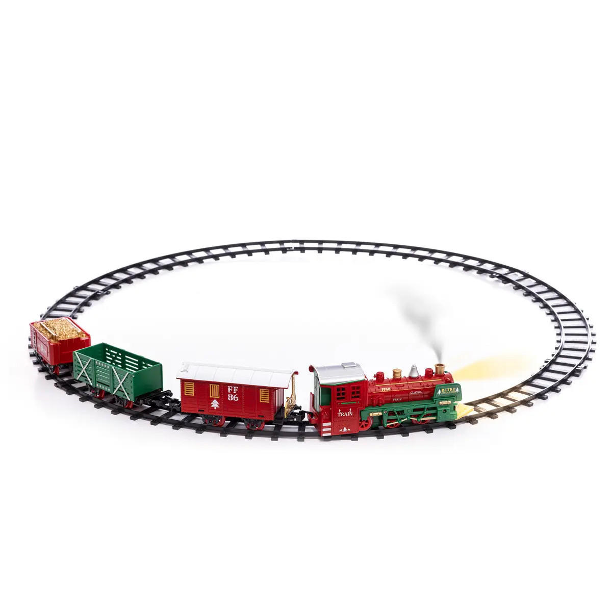 WEIHNACHTSBAHN mit echtem Dampf 63/1/10 cm - Multicolor, Kunststoff (1/10/63cm) - Fééric Lights and Christmas