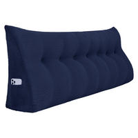 RÜCKENKISSEN für Bett Kord Dunkelblau 200 cm - Dunkelblau, Textil (50/200cm) - Vercart