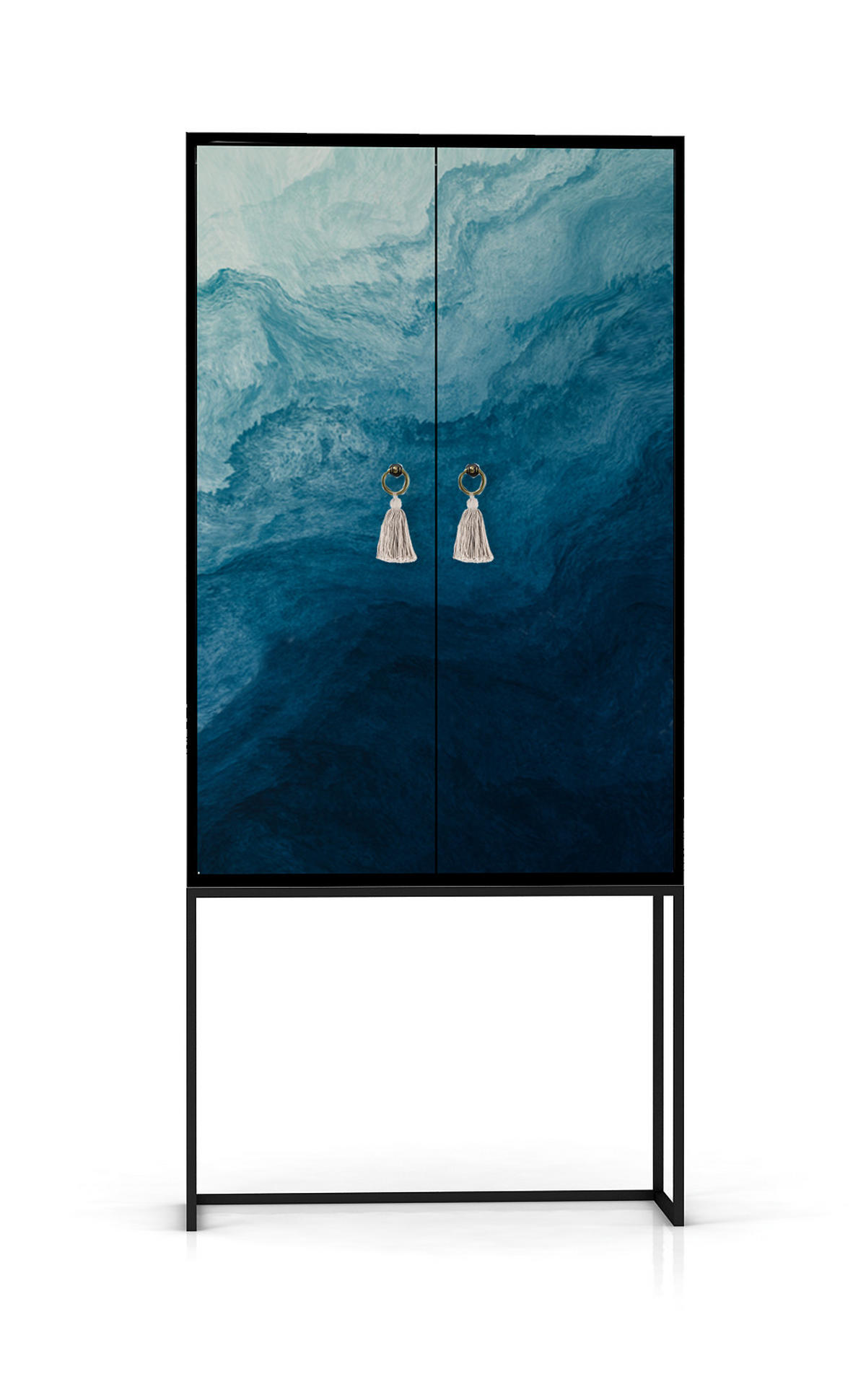 HIGHBOARD aus MDF ALVA BLUE OCEAN - Dunkelblau, Holzwerkstoff (75/164.5/45cm) - RNT By Really Nice Things