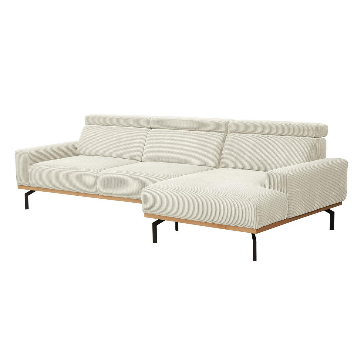 SOFA mit Longchair rechts Katrien Cordstoff creme - Creme, Kunststoff (135/280cm) - 58aufmkessel