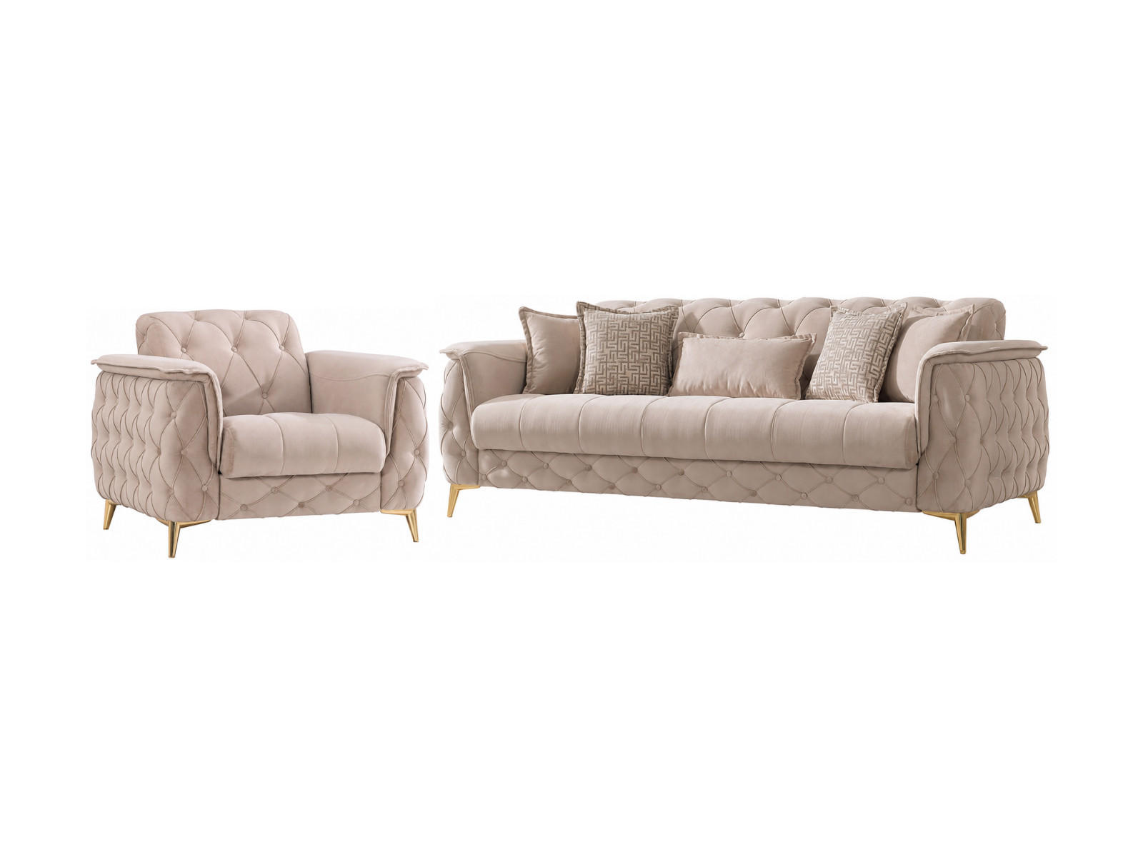 SITZGARNITUR Sucre, Beige Stellvariante 2+1 - Beige, Holzwerkstoff/Kunststoff (170/80/100cm)