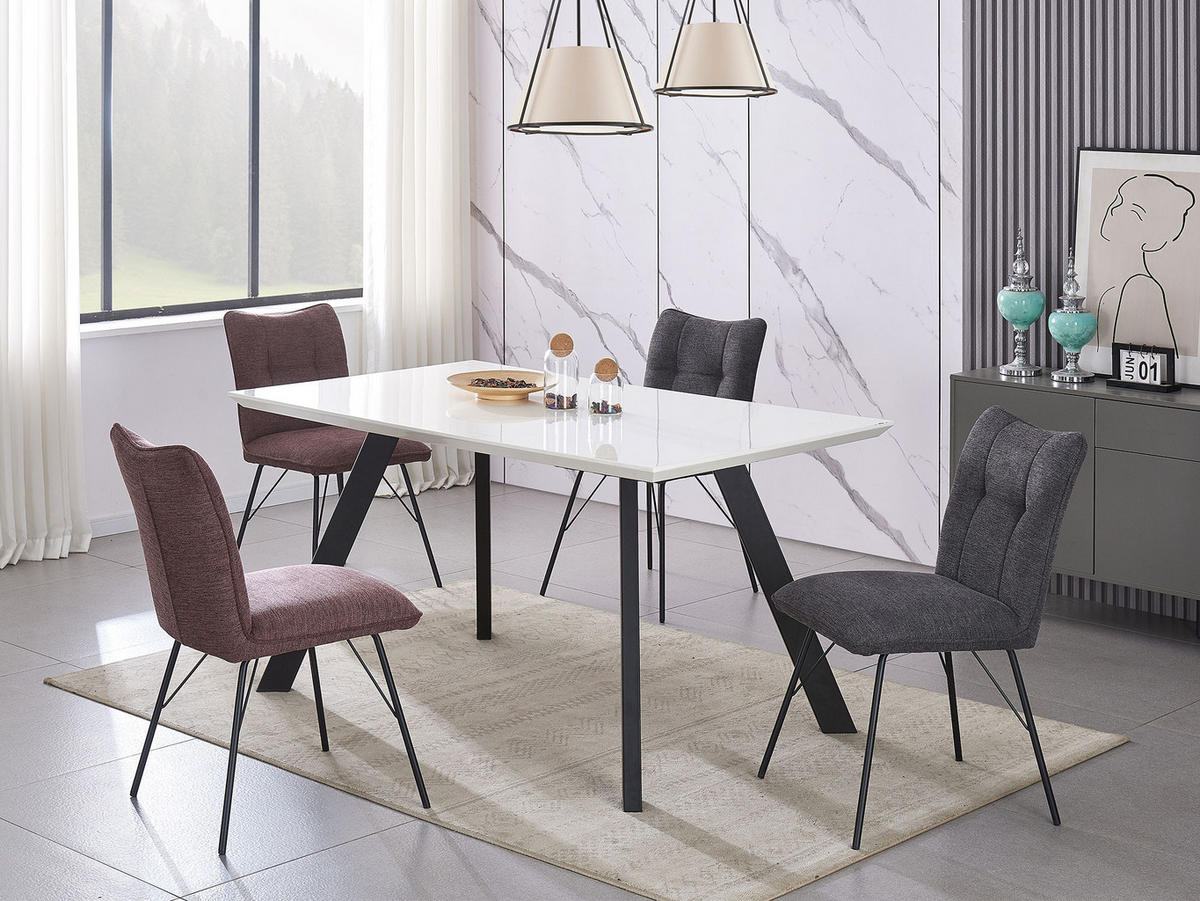 STUHL NELE Anthrazit 2 Stück - Anthrazit, Textil/Metall (46/85/60cm) - B&D Home