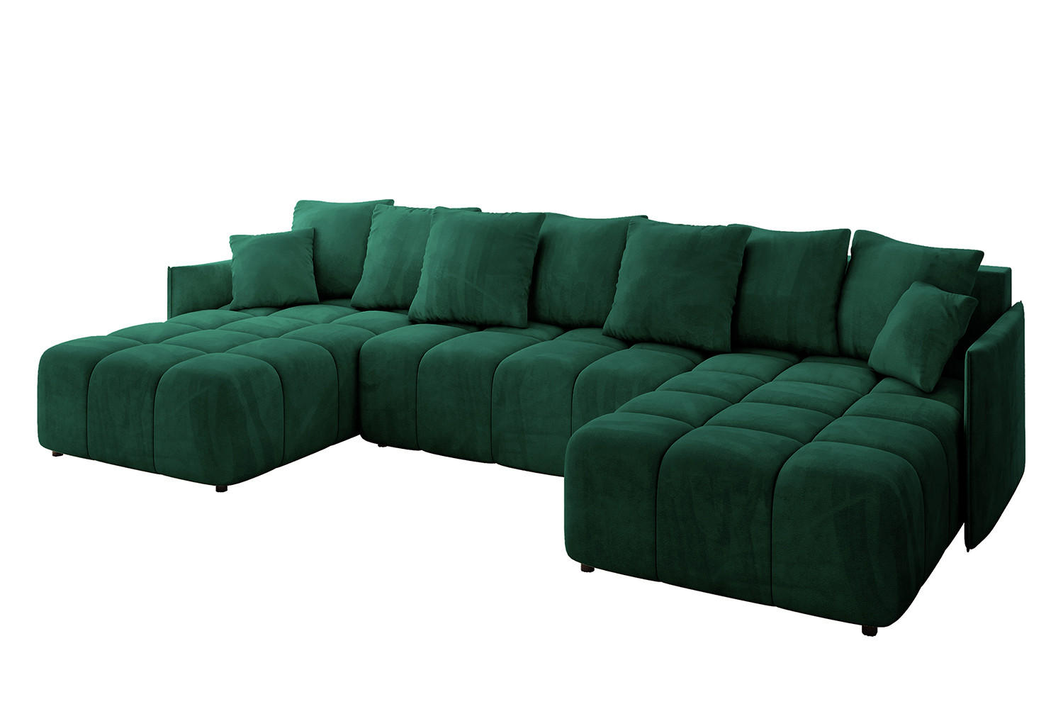 WOHNLANDSCHAFT LONLI-U 355x189x68 Dunkelgrün Velours - Dunkelgrün, Holzwerkstoff/Kunststoff (355/68/189cm) - ALTDECOR