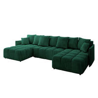 WOHNLANDSCHAFT LONLI-U 355x189x68 Dunkelgrün Velours - Dunkelgrün, Holzwerkstoff/Kunststoff (355/68/189cm) - ALTDECOR